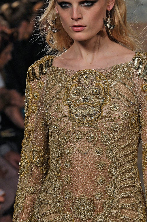 Iconic Emilio Pucci Embellished Gold Silk Tulle Dress w/ Skull 2
