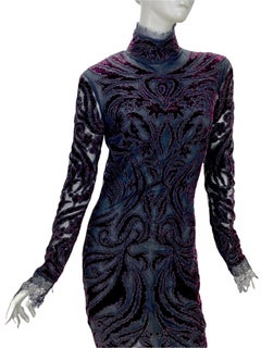 Iconic Emilio Pucci F/W 2011 Bordeaux Velvet-Embroidered Dress It 42 - US 6