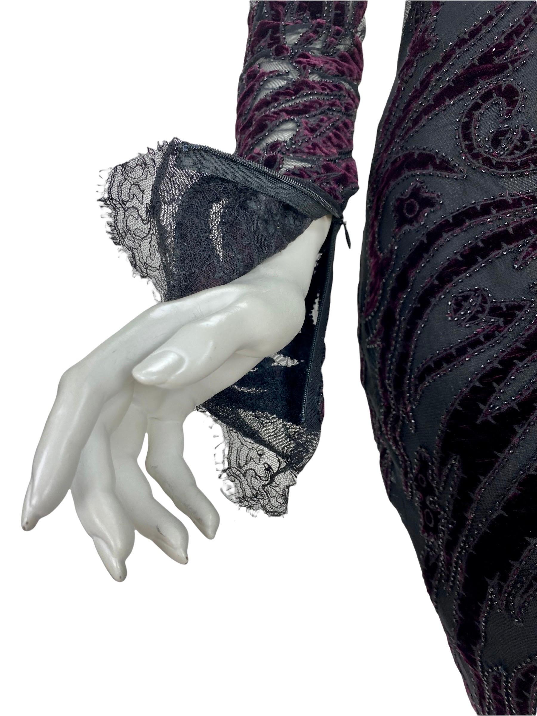  Iconic Emilio Pucci F/W 2011 Bordeaux Velvet-Embroidered Dress It 42 - US 6 1