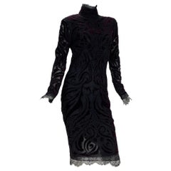  Iconic Emilio Pucci F/W 2011 Bordeaux Velvet-Embroidered Dress It 44 - US 8