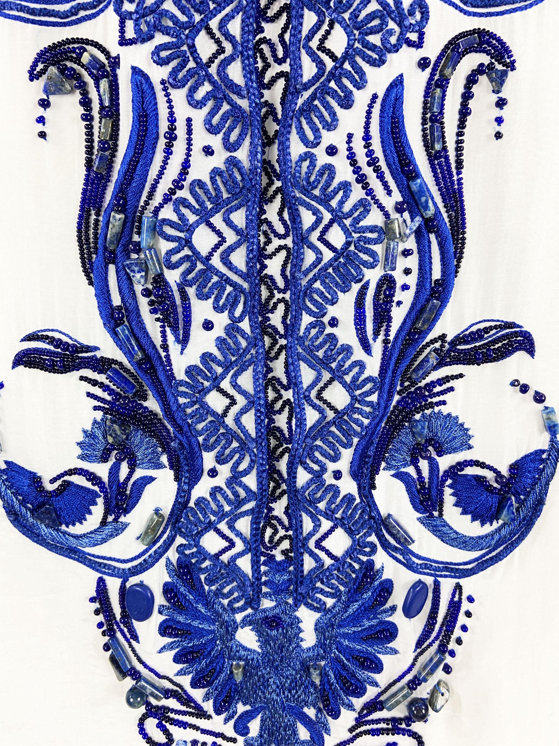 Iconic Emilio Pucci White Embroidered & Beaded Mini Lace Up Dress Tunic It 42 For Sale 10