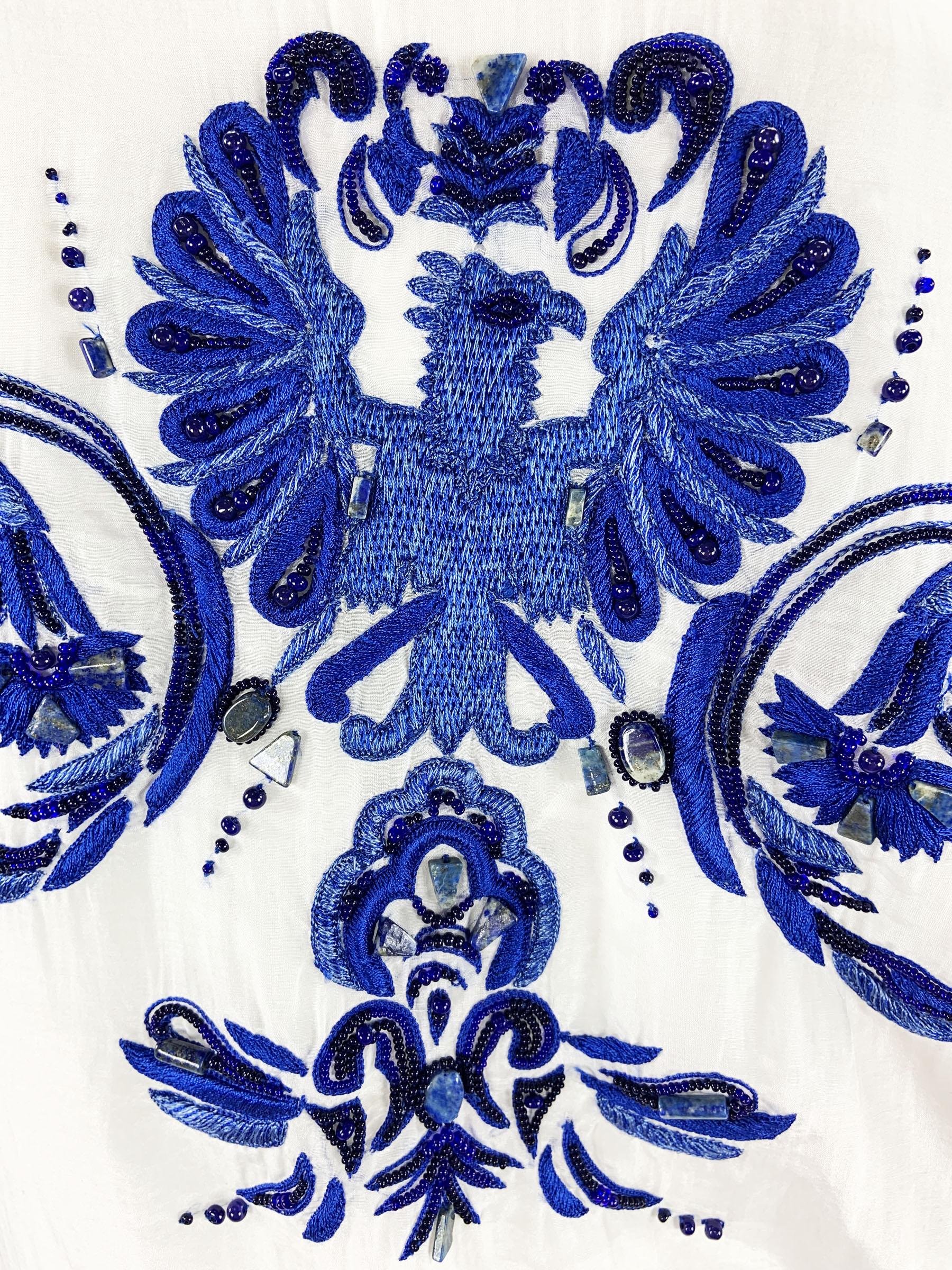 Iconic Emilio Pucci White Embroidered & Beaded Mini Lace Up Dress Tunic It 42 For Sale 13
