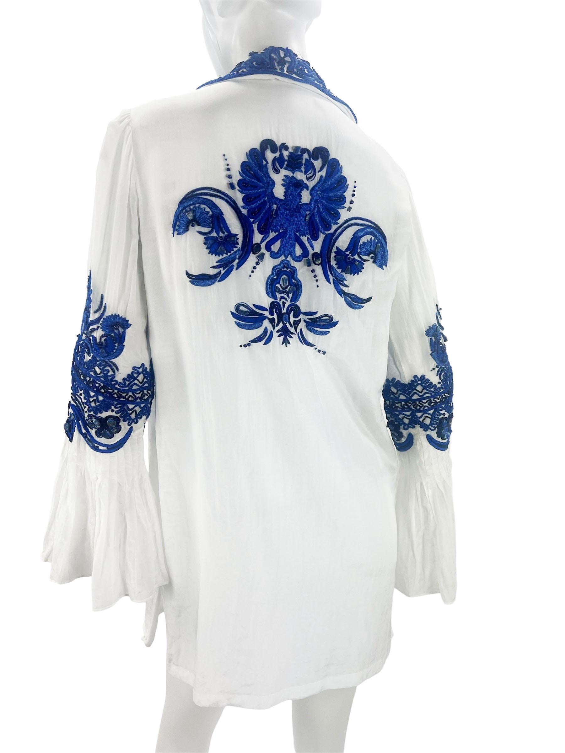 Iconic Emilio Pucci White Embroidered & Beaded Mini Lace Up Dress Tunic It 42 For Sale 4