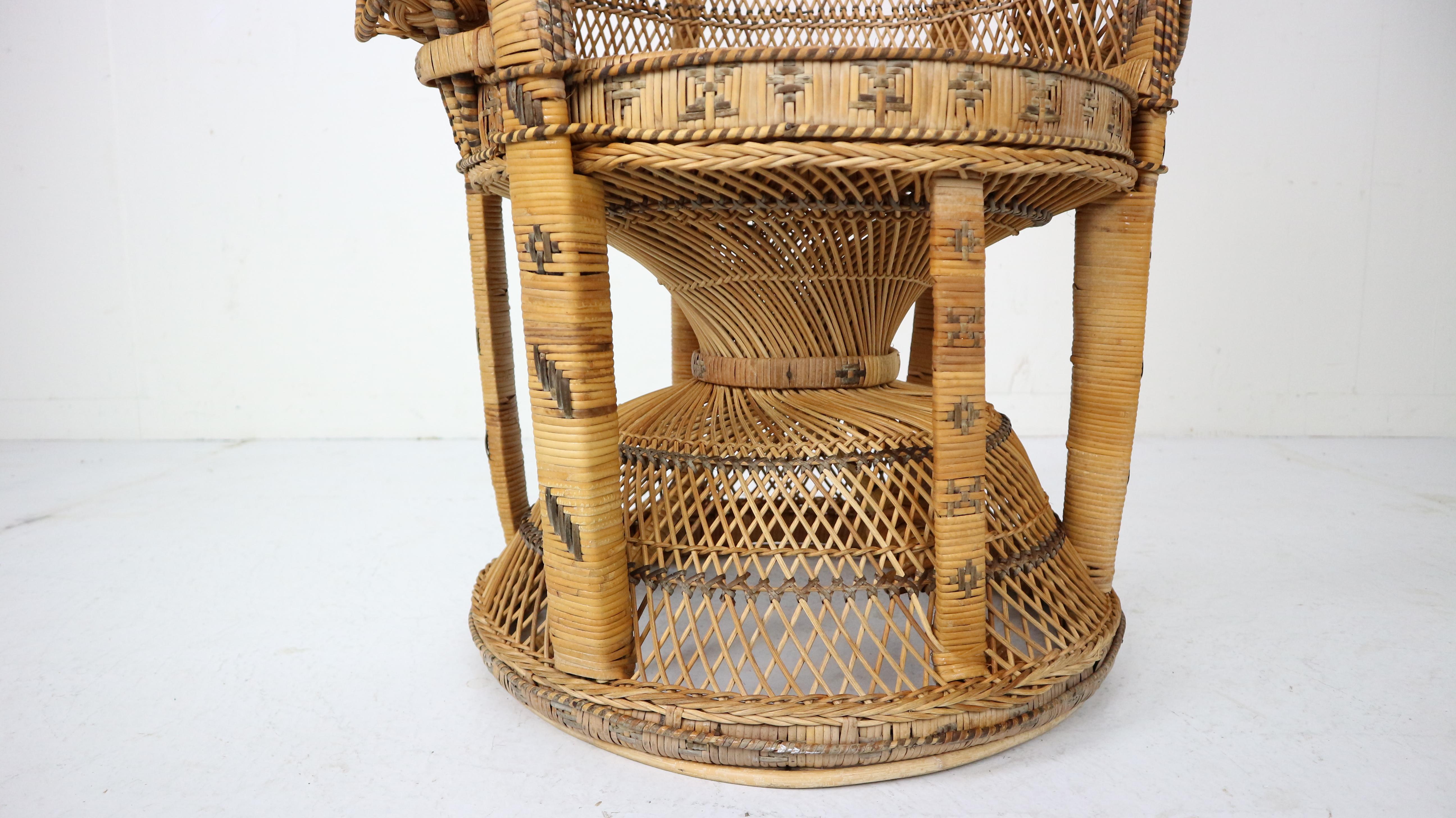 Ikonischer Emmanuelle Wicker Peacock Chair:: 1970 5