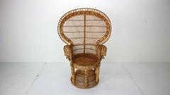 Iconic Emmanuelle Wicker Peacock Chair, 1970