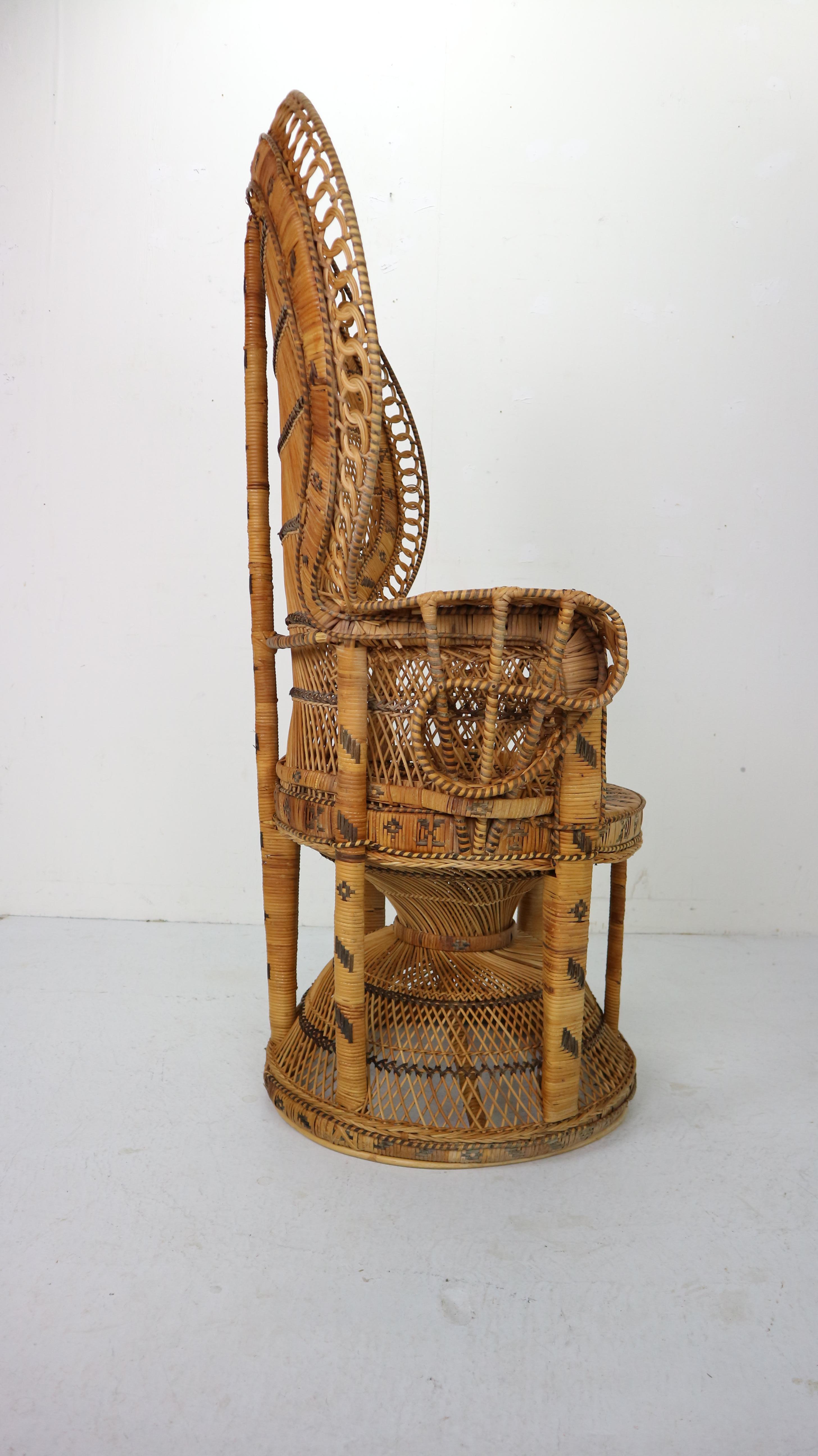 Ikonischer Emmanuelle Wicker Peacock Chair:: 1970 (Korbweide)