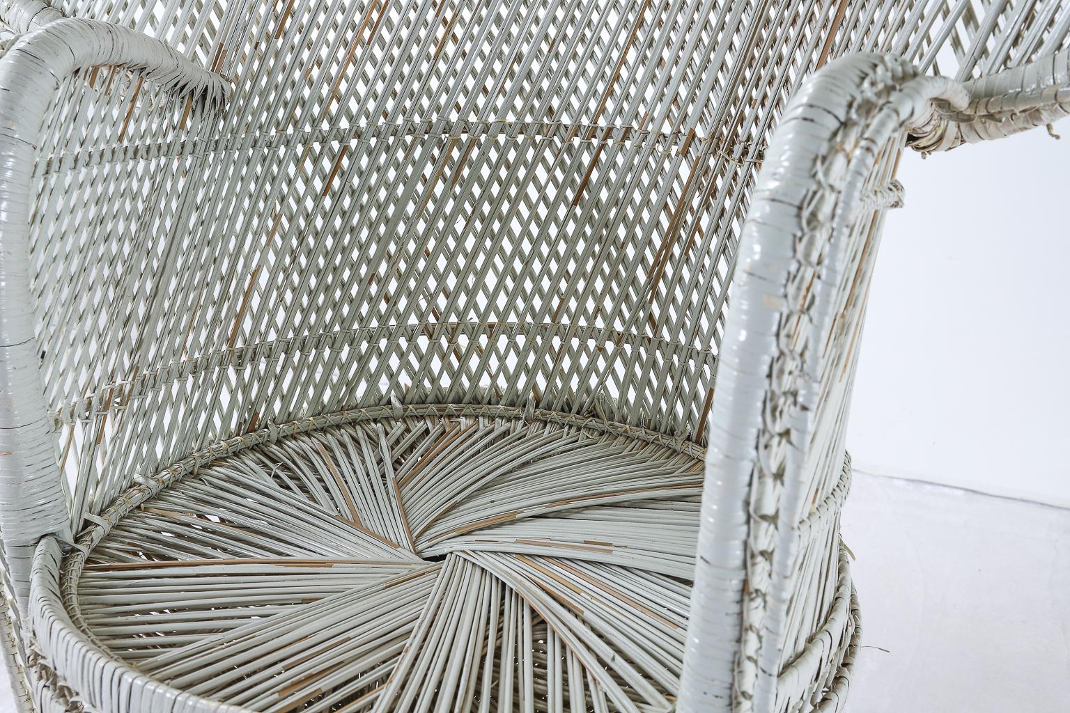 Iconic Emmanuelle Wicker Peacock Chair 12