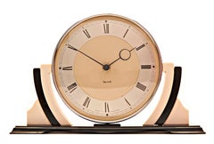 Iconic English Art Deco Chrome, Black and White Bakelite Mechanical Mantel Clock