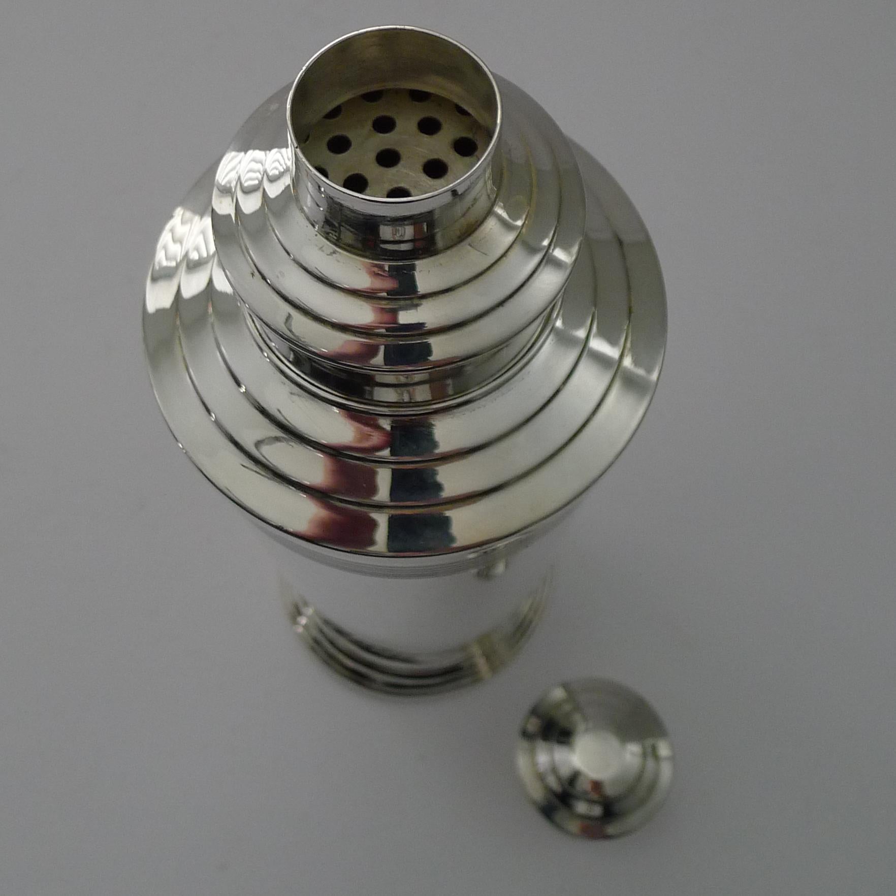 Mid-20th Century Iconic English Art Deco Cocktail Shaker by Barker Brothers For Sale