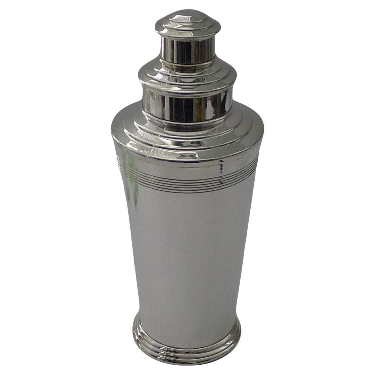 Iconic English Art Deco Cocktail Shaker by Barker Brothers