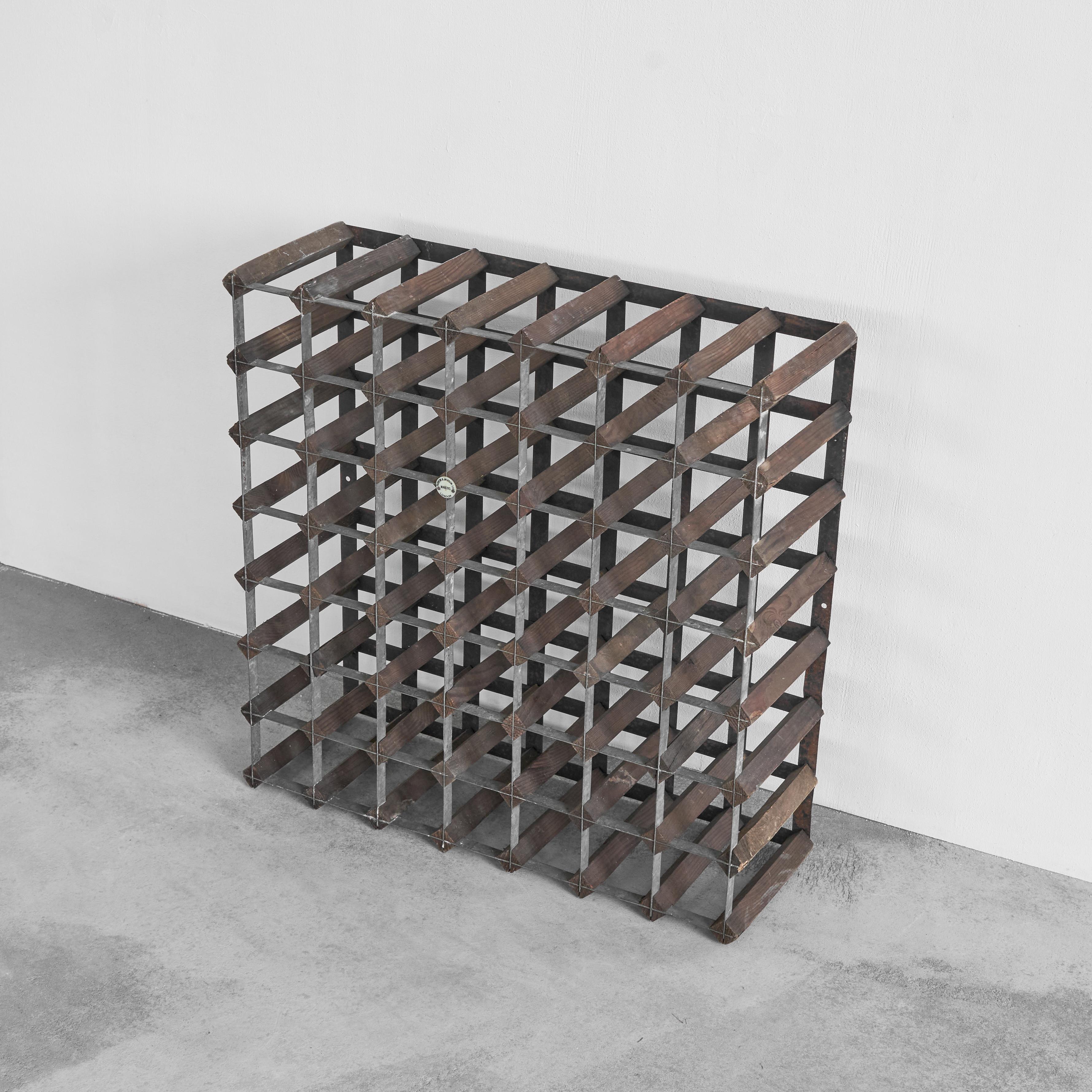 Iconic 'Farrow & Jackson' 49 Bottle Wine Rack in Metal and Wood 5