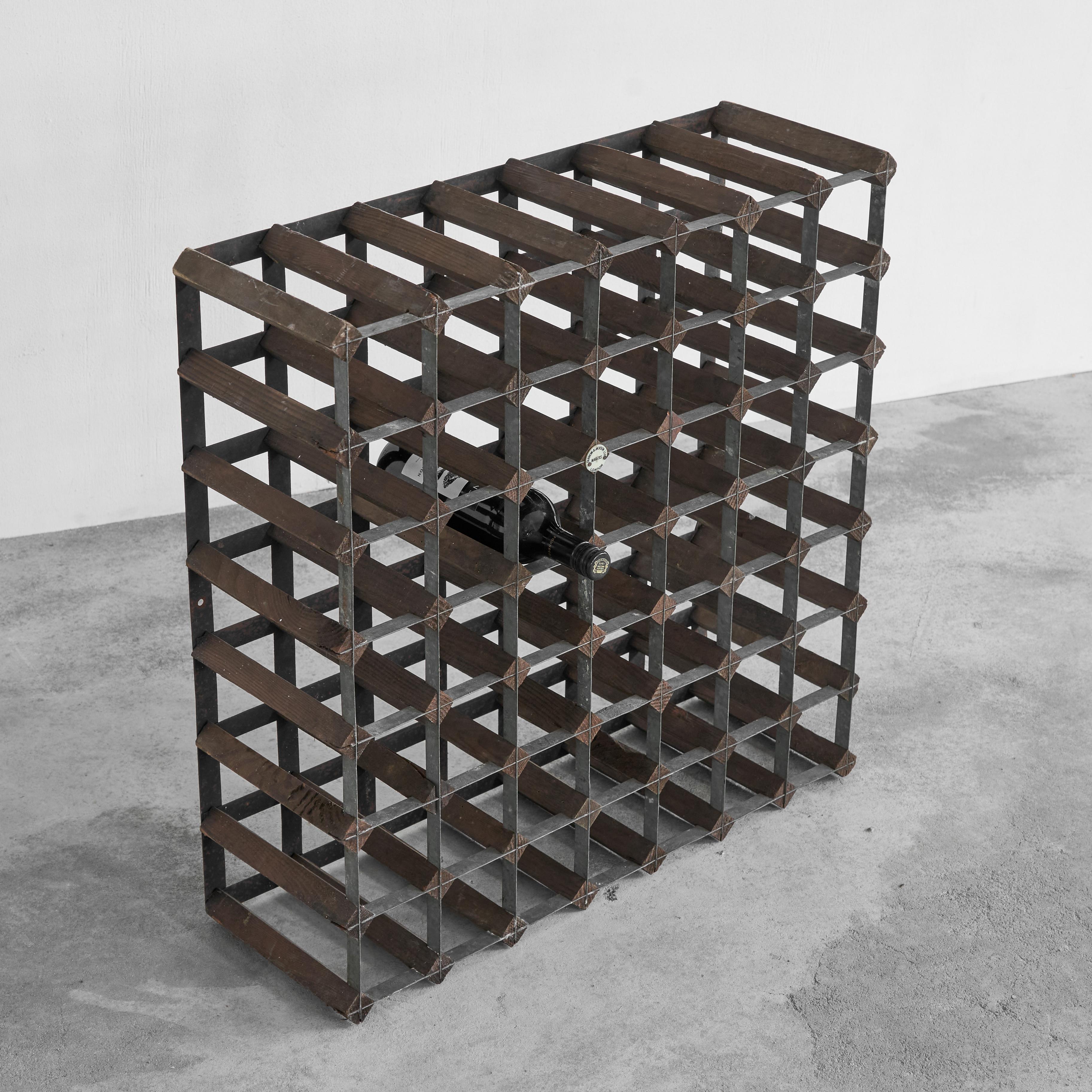 20th Century Iconic 'Farrow & Jackson' 49 Bottle Wine Rack in Metal and Wood