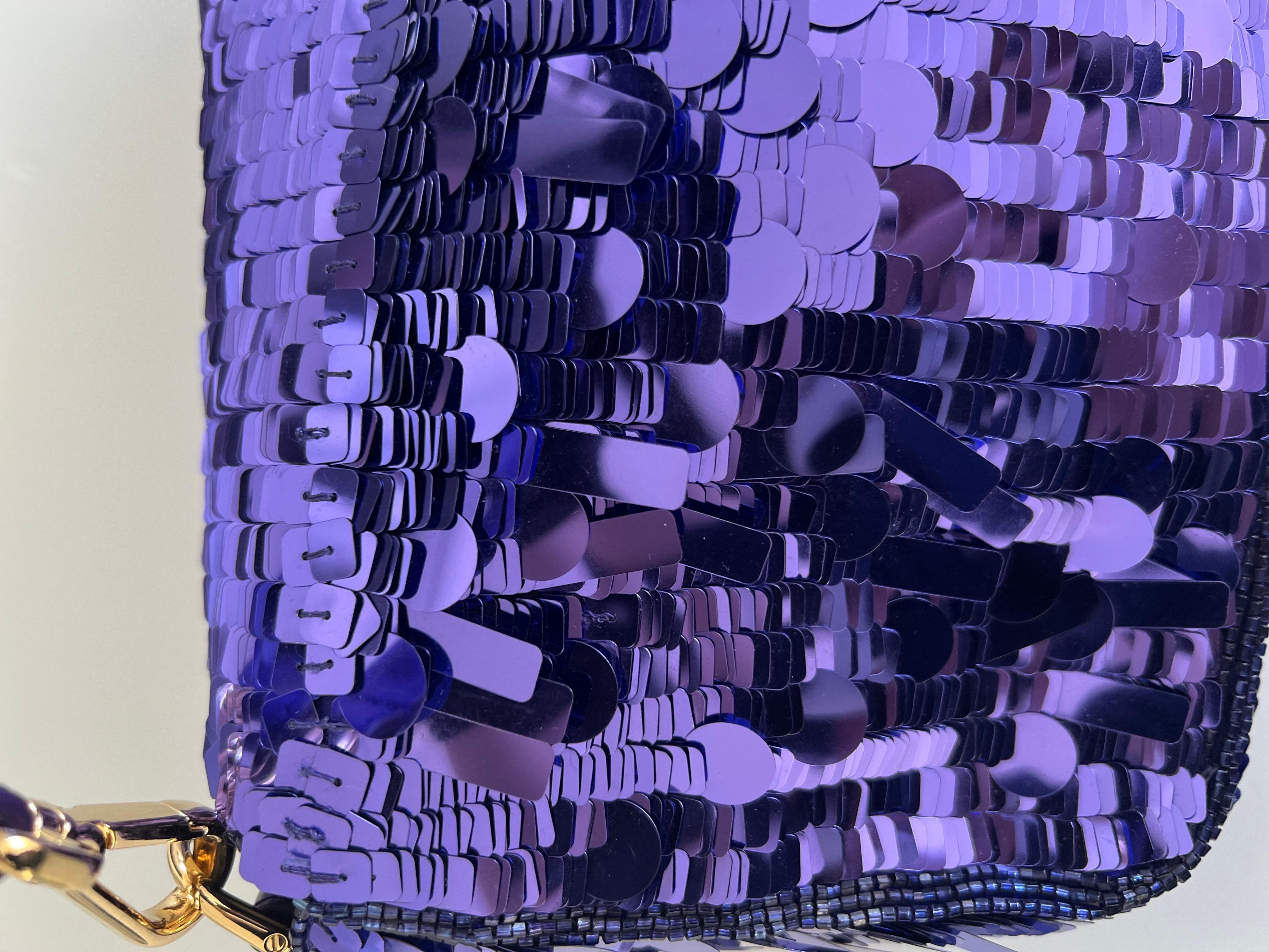 Iconic Fendi 1997 re-edition purple sequin baguette For Sale 1