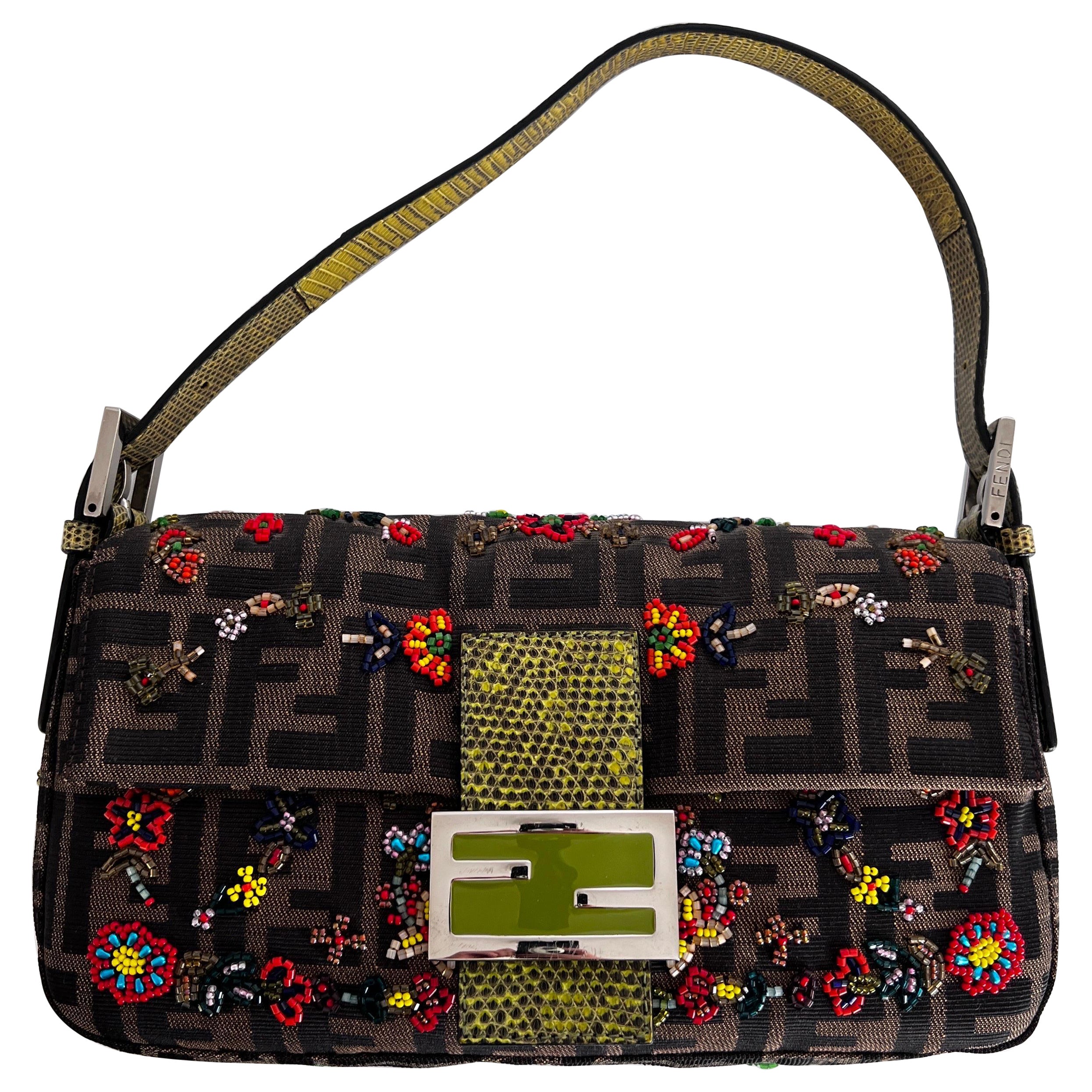 Iconic Fendi beaded zucca baguette