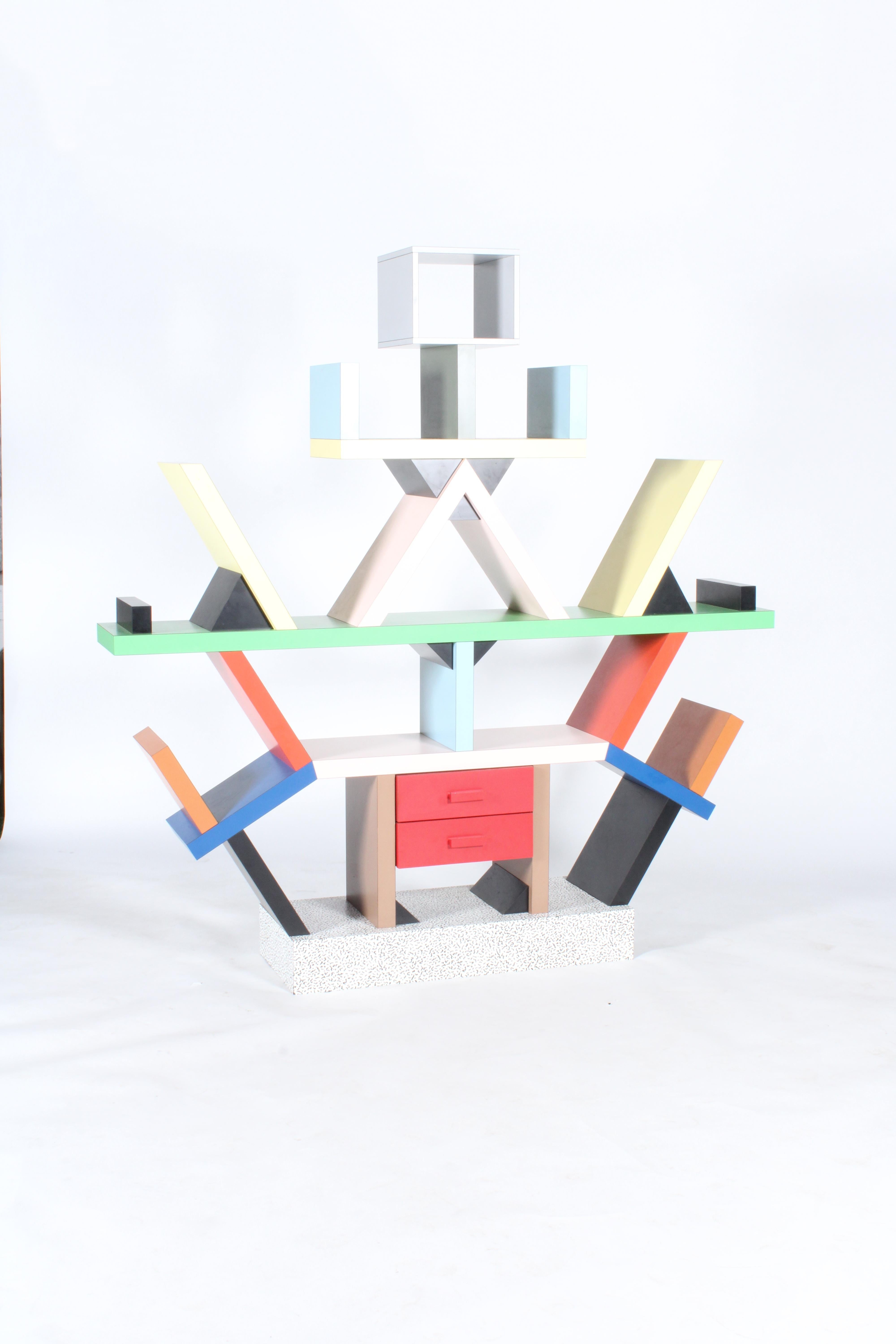 Mid-Century Modern Iconic First Edition Memphis Milano Carlton Bookcase By Ettore Sottsass 