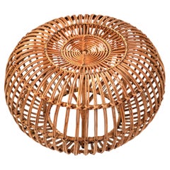 Iconic Franco Albini Woven Rattan Ottoman, 1960s