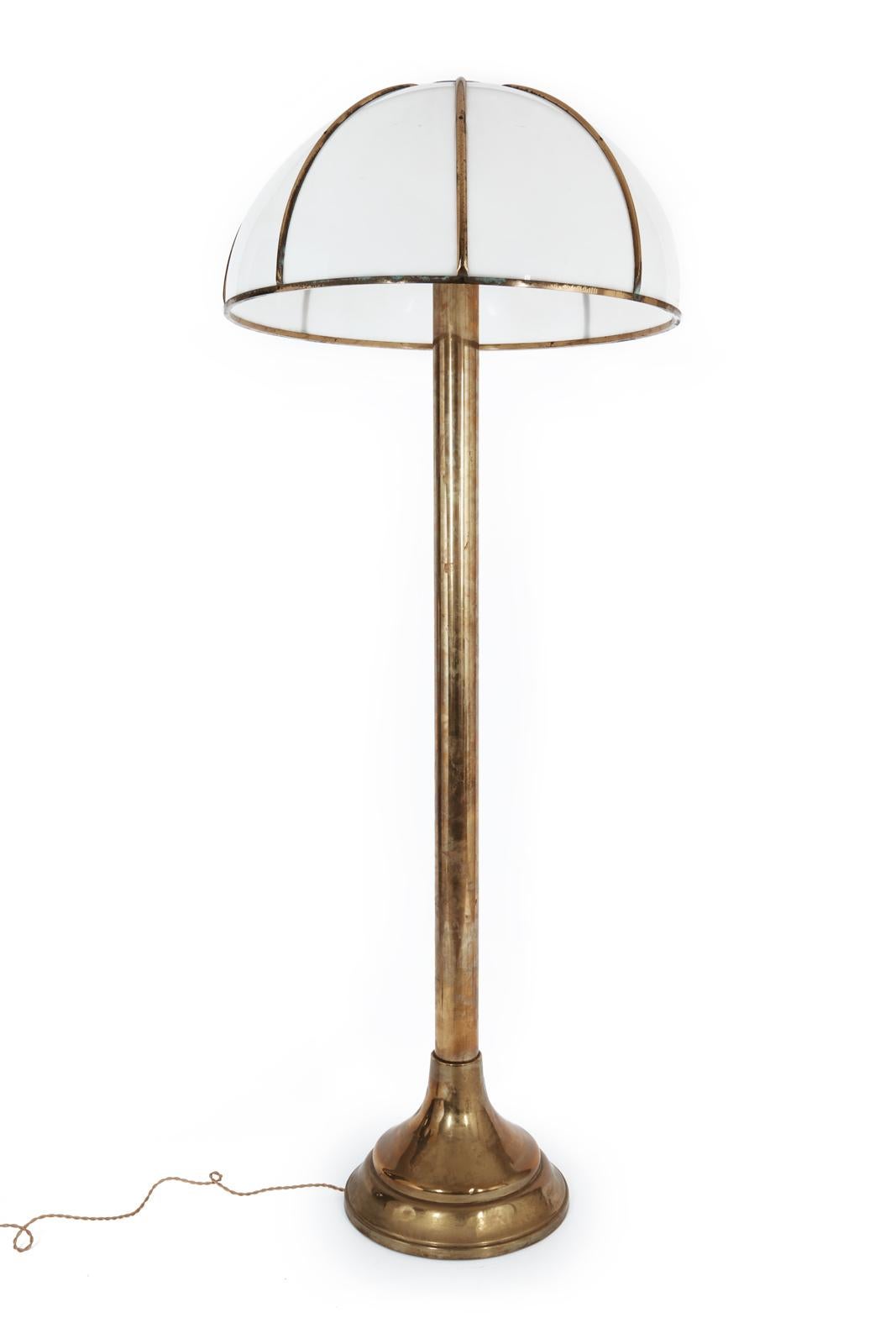 One of the most iconic Gabriella Crespi designs, the Fungo lamp is made in brass and acrylic. This piece is especially rare due to the presence of the artist's signature engraved both on the base and on the lampshade. This piece is sold with a