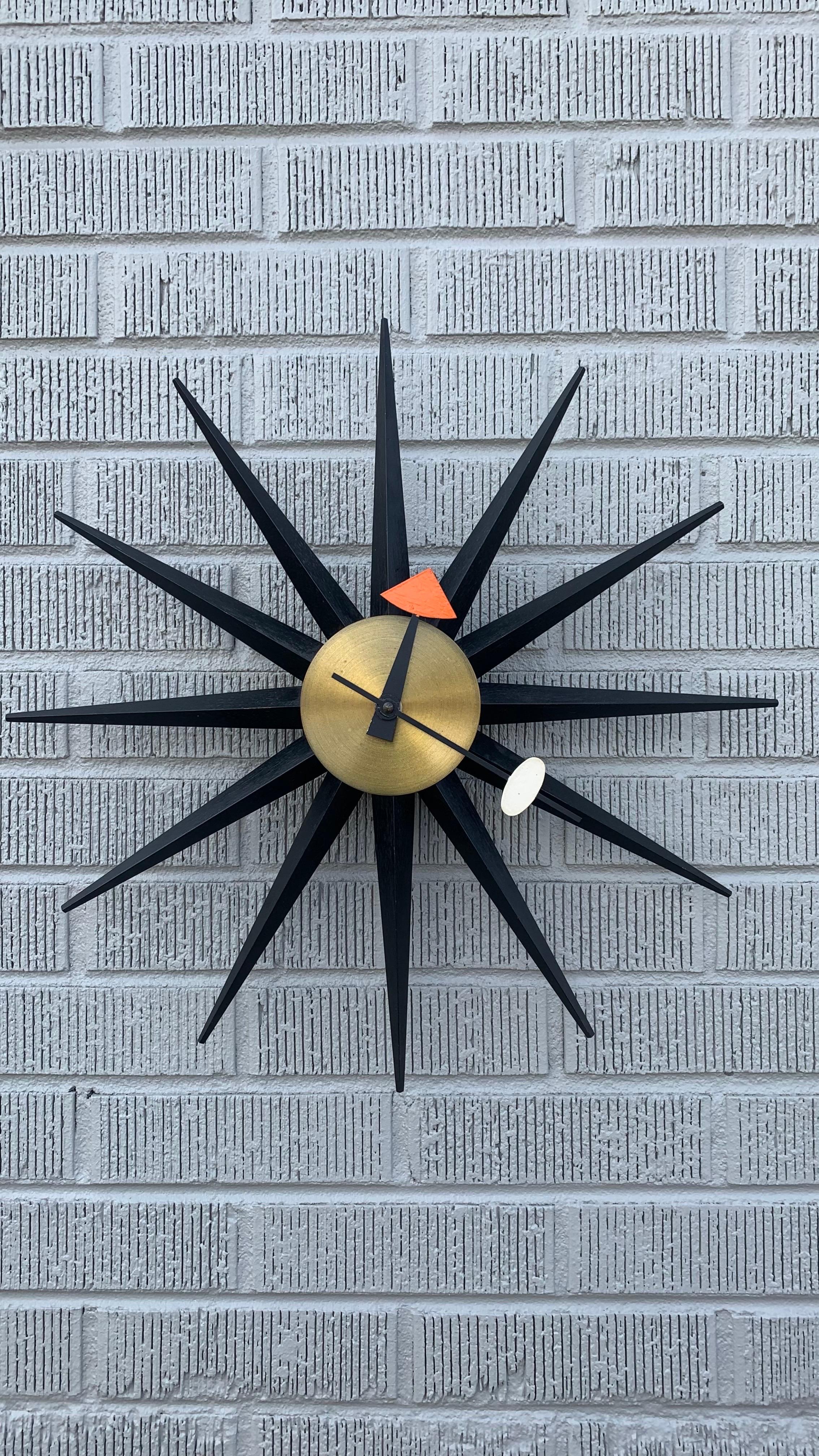 An iconic and authentic George Nelson for Howard Miller Mid-Century Modern Starburst Clock with its original stamp / maker’s mark intact.

Measurements: 19.5ʺ wide, 2.5
