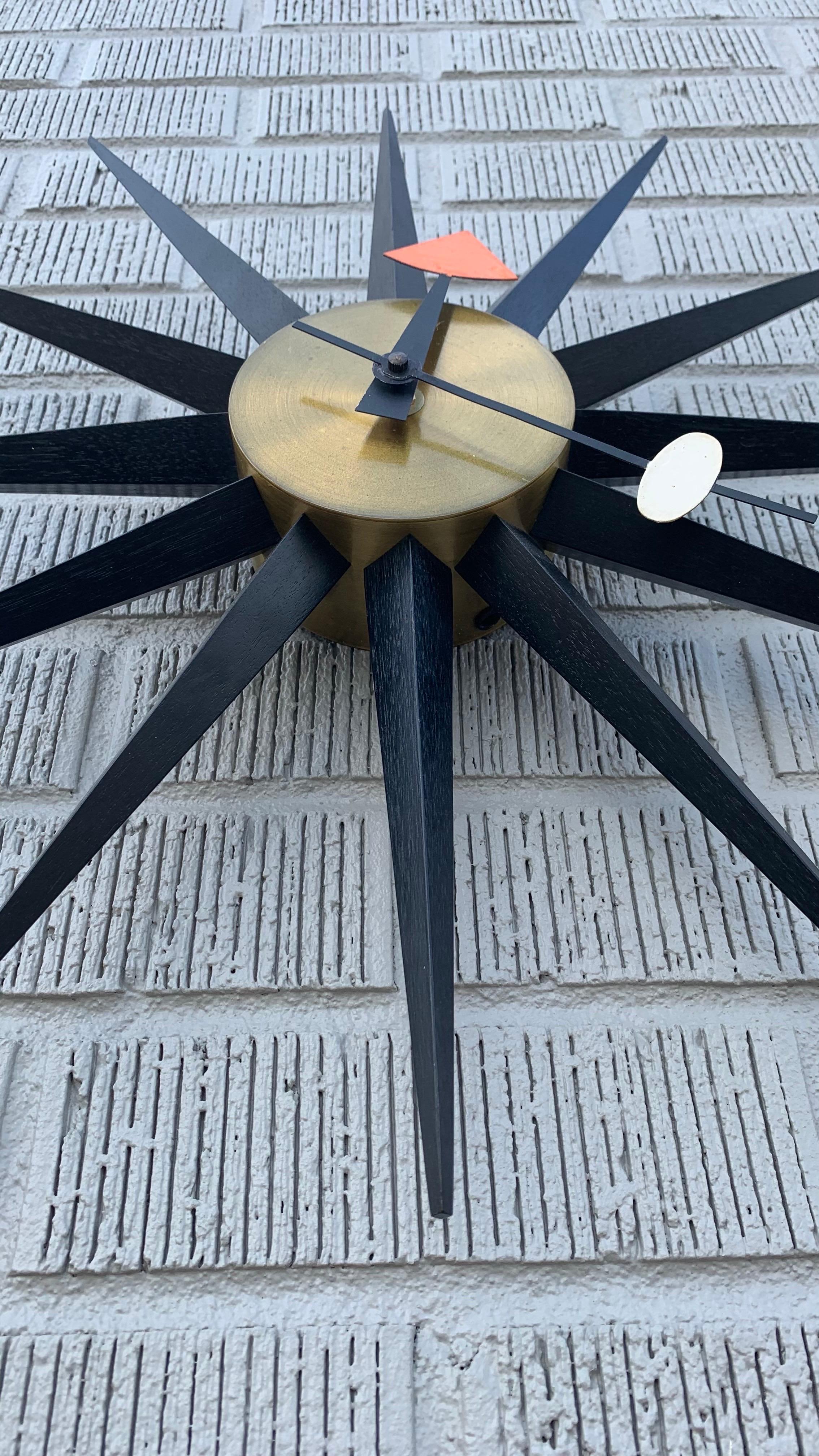 Iconic George Nelson for Howard Miller Mid-Century Modern Starburst Clock For Sale 1
