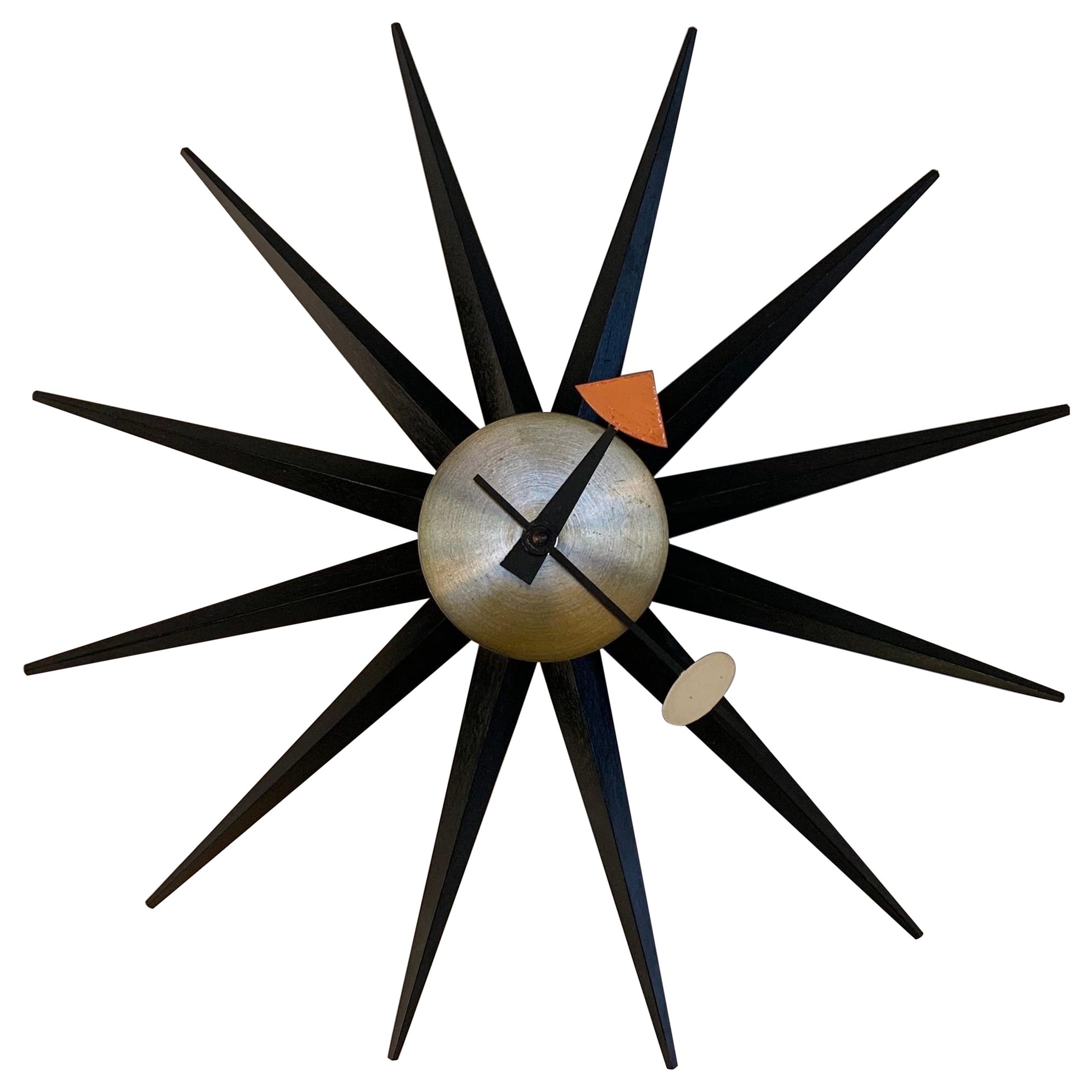 Iconic George Nelson for Howard Miller Mid-Century Modern Starburst Clock For Sale
