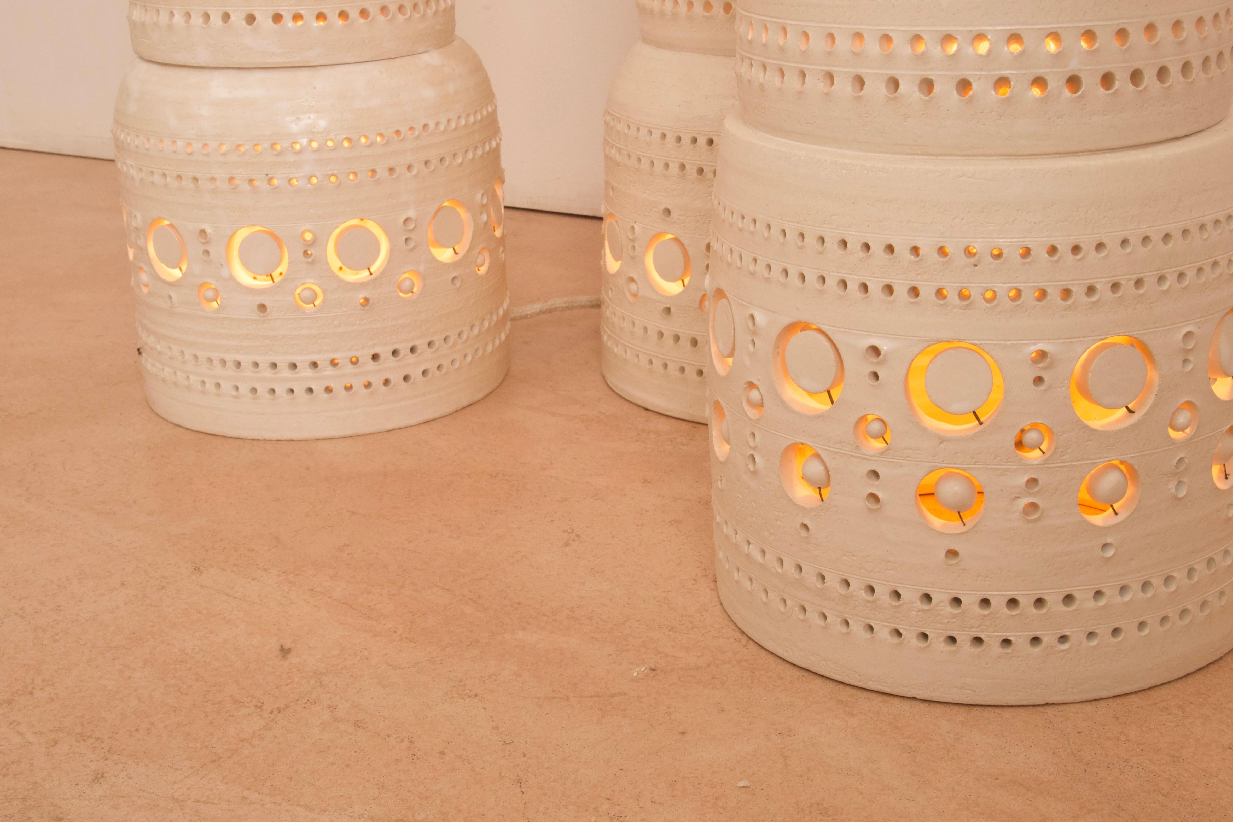 Iconic Georges Pelletier Set of 3 TOTEM Floor Lamps in Enameled Ceramic 4