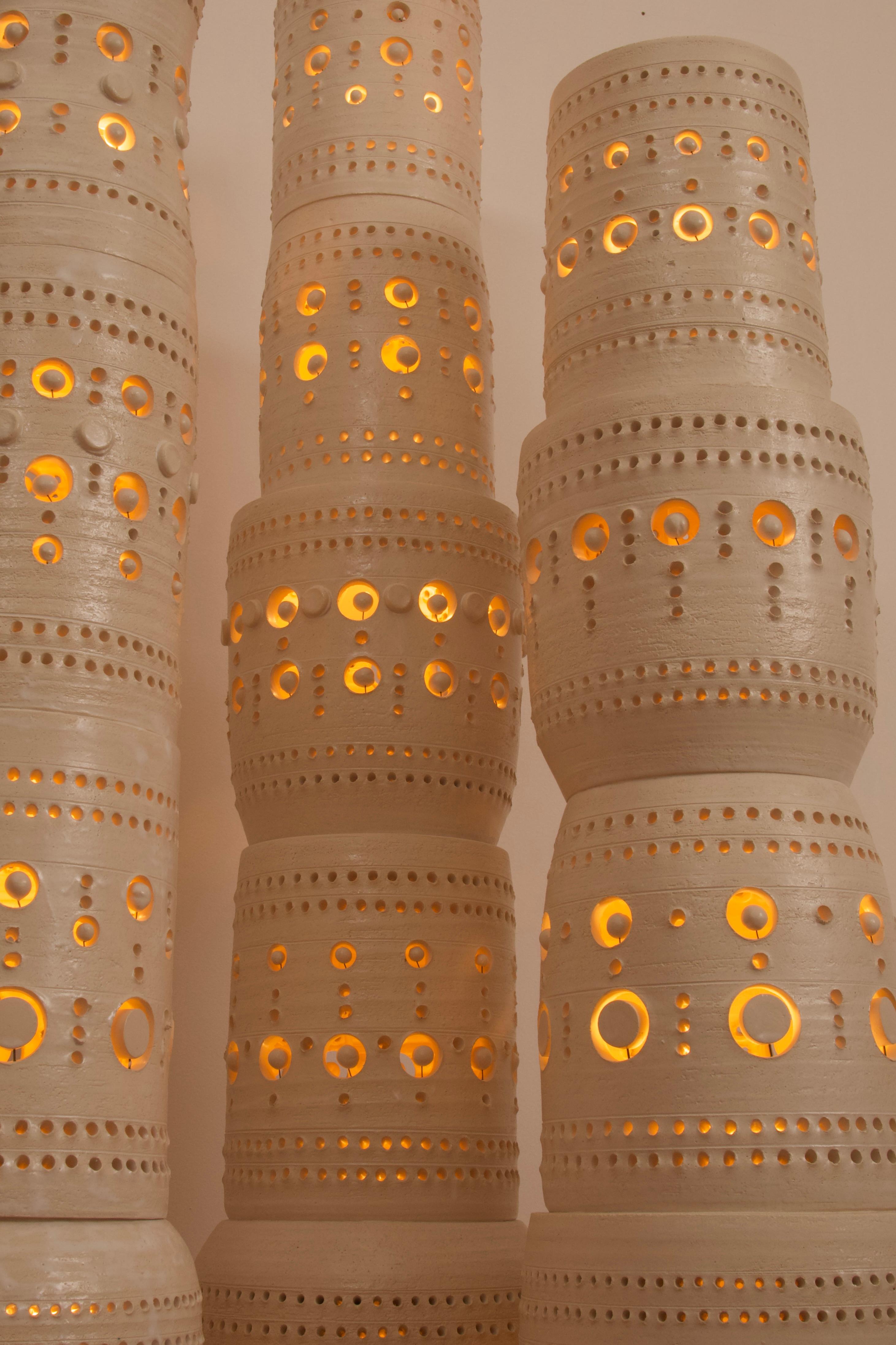 Iconic Georges Pelletier Set of 3 TOTEM Floor Lamps in Enameled Ceramic 8