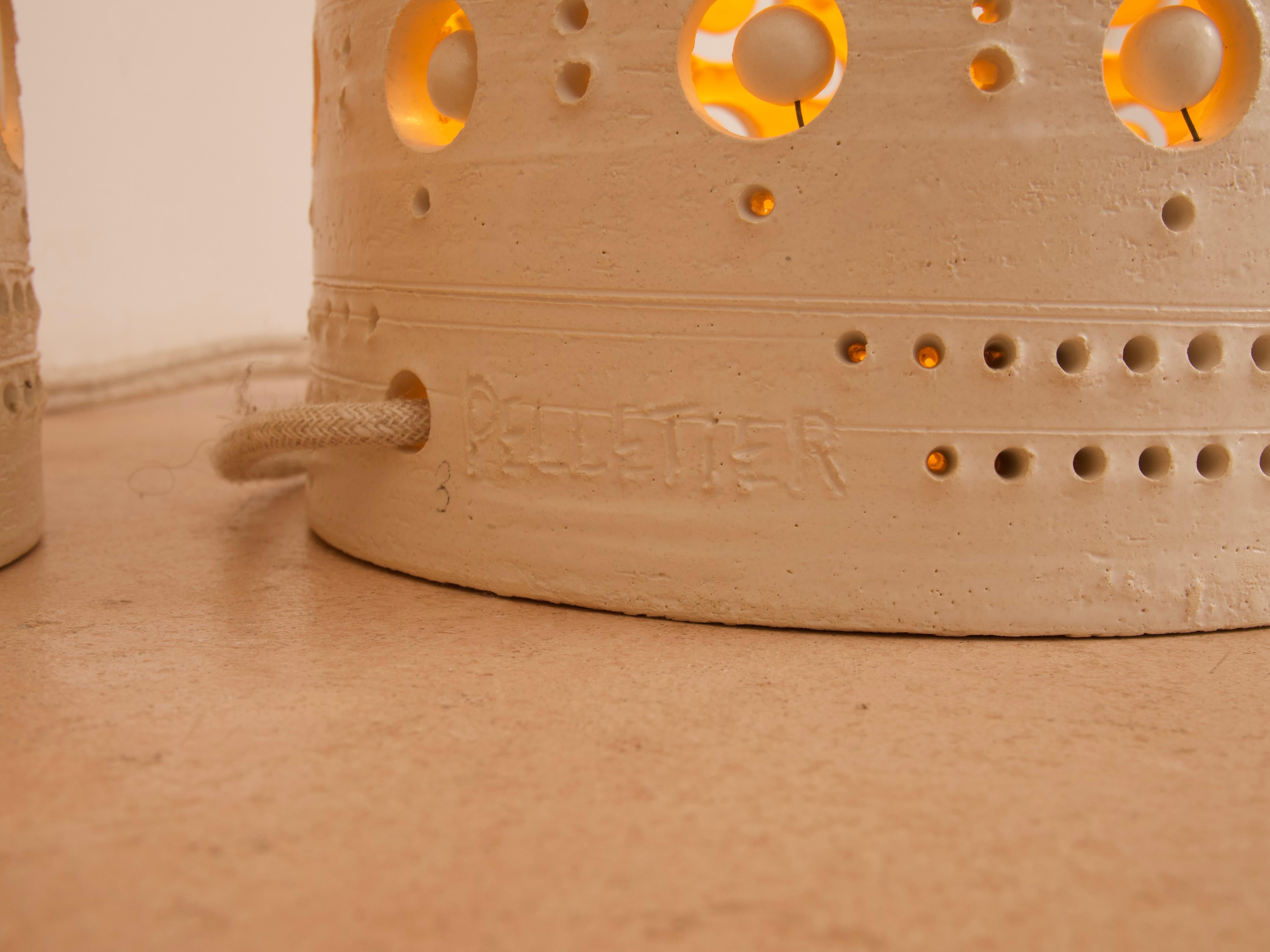 Iconic Georges Pelletier Set of 3 TOTEM Floor Lamps in Enameled Ceramic 9