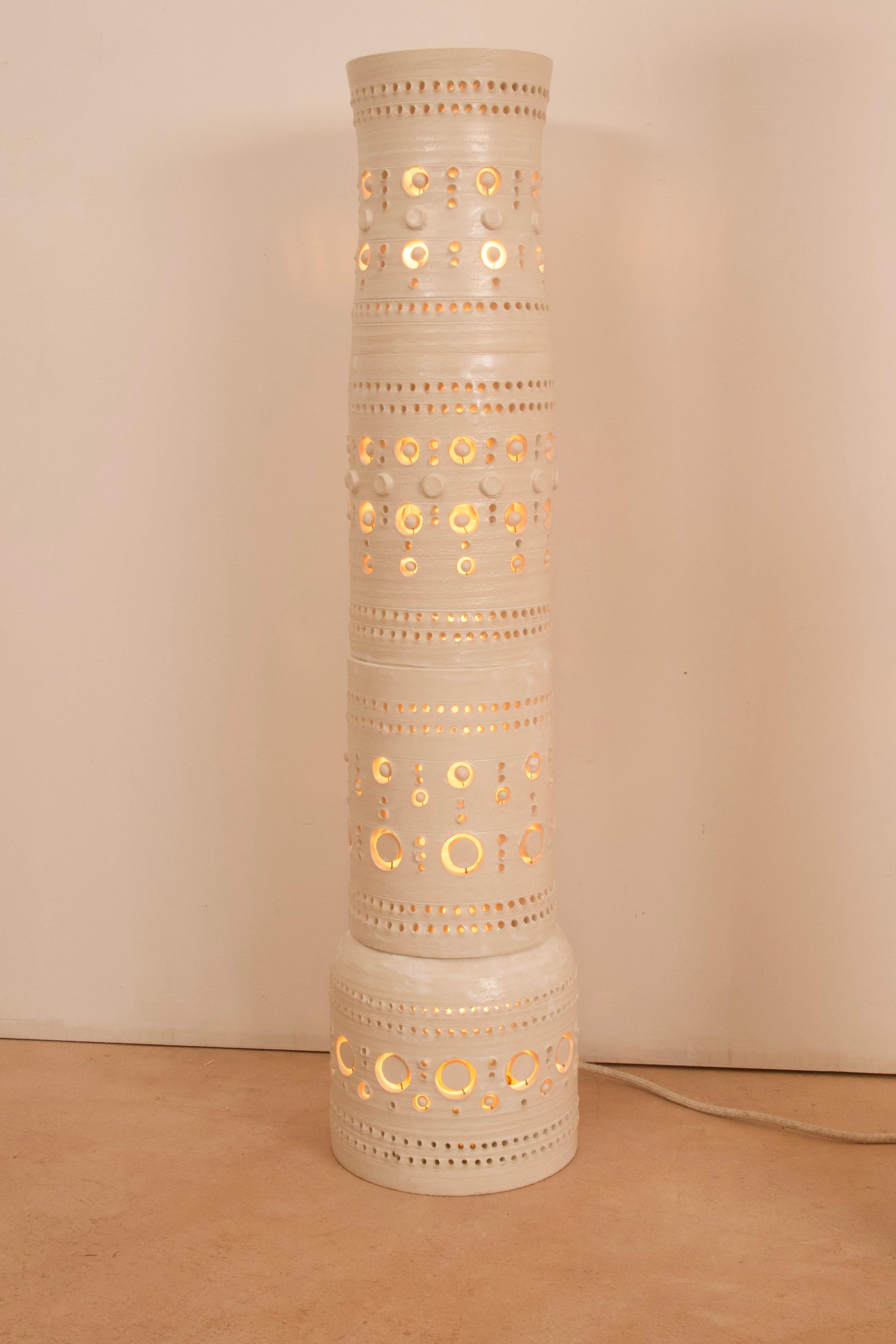 Iconic Georges Pelletier Set of 3 TOTEM Floor Lamps in Enameled Ceramic 12