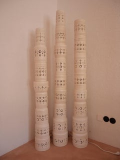 Iconic Georges Pelletier Set of 3 TOTEM Floor Lamps in Enameled Ceramic