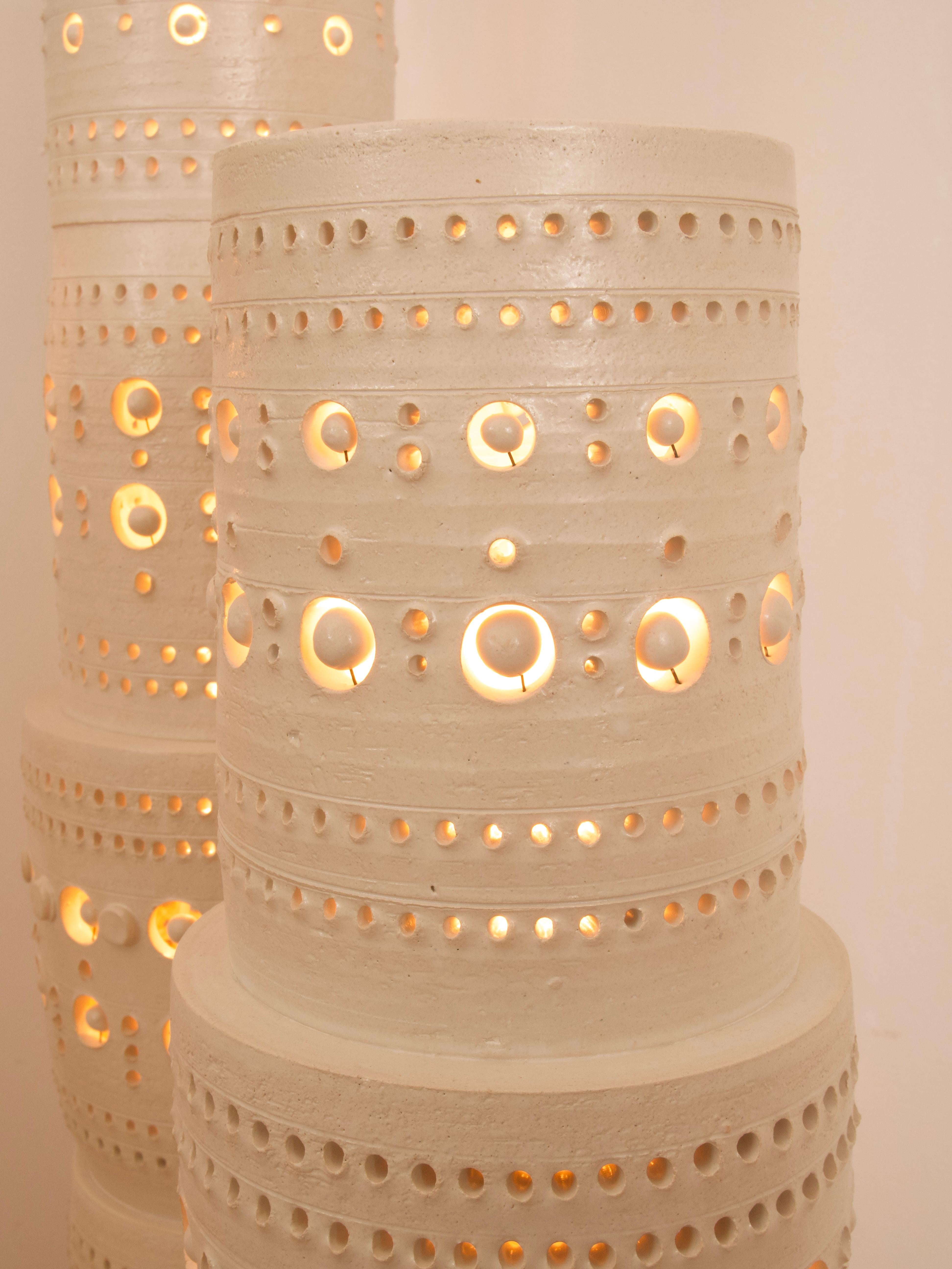Iconic Georges Pelletier Set of 3 TOTEM Floor Lamps in Enameled Ceramic 3