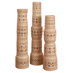 Set di 3 lampade da terra TOTEM in ceramica smaltata dell'iconico Georges Pelletier