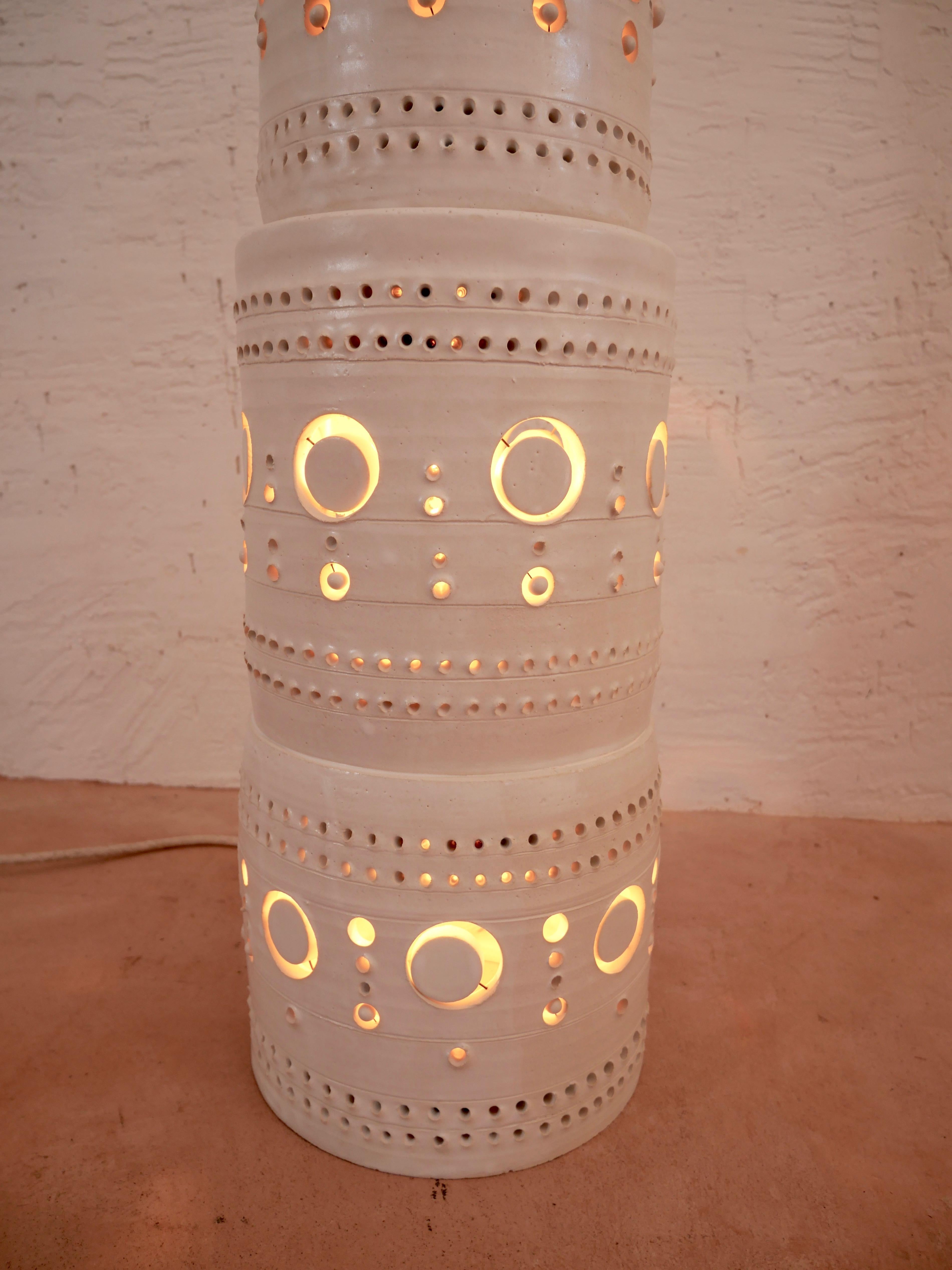 Iconic Georges Pelletier TOTEM Floor Lamp in White Enameled Ceramic 4