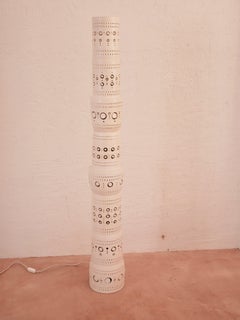 Iconic Georges Pelletier TOTEM Floor Lamp in White Enameled Ceramic