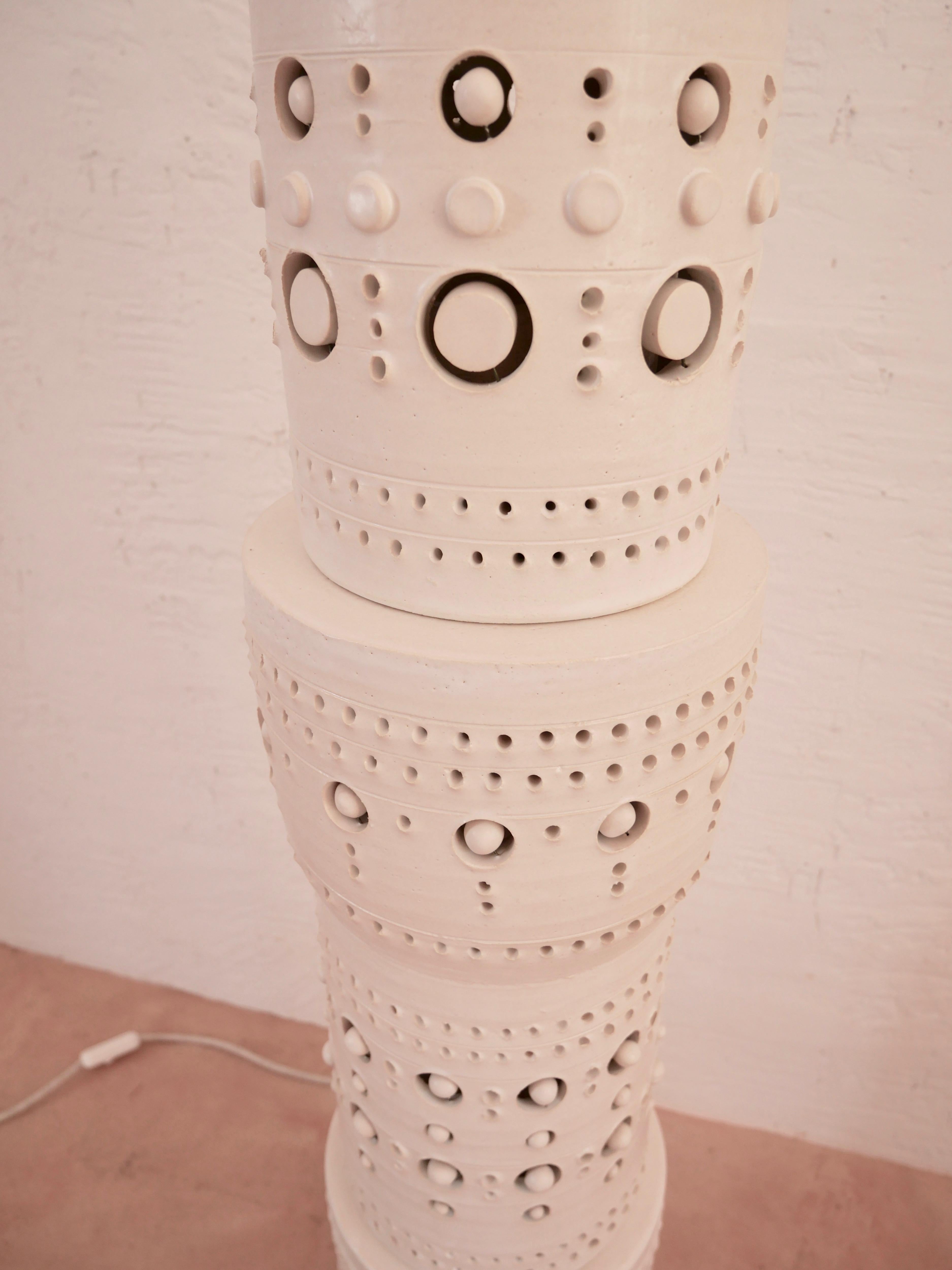 Iconic Georges Pelletier TOTEM Floor Lamp in White Enameled Ceramic 1