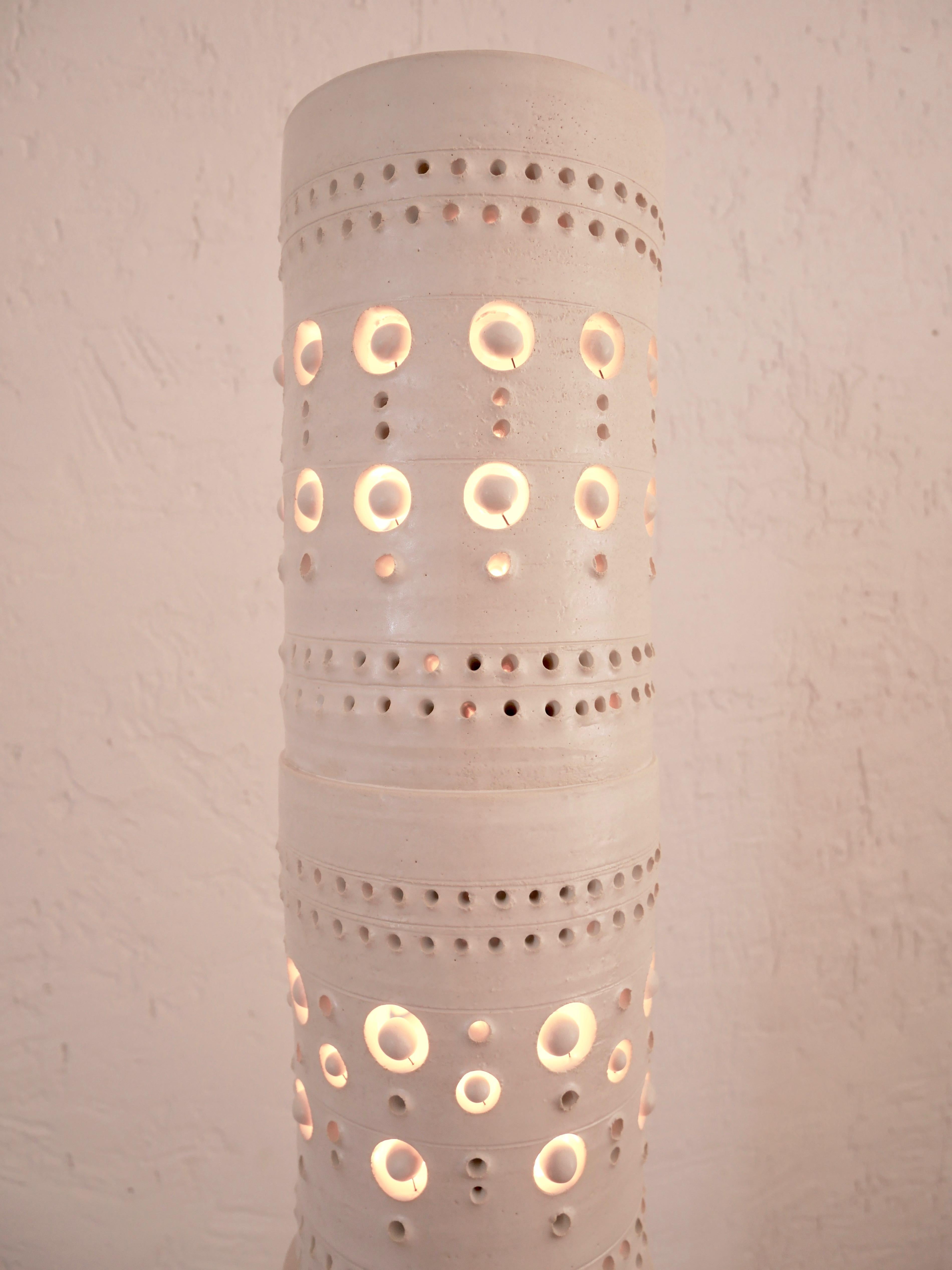 Iconic Georges Pelletier TOTEM Floor Lamp in White Enameled Ceramic 2