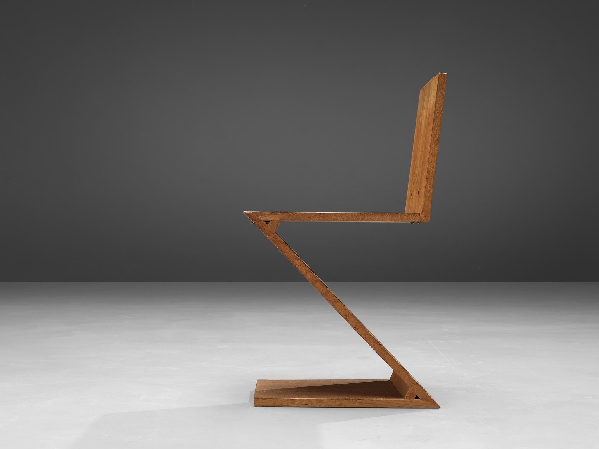 European Iconic Gerrit Rietveld for Groenekan ‘Zig Zag’ Chair in Elm