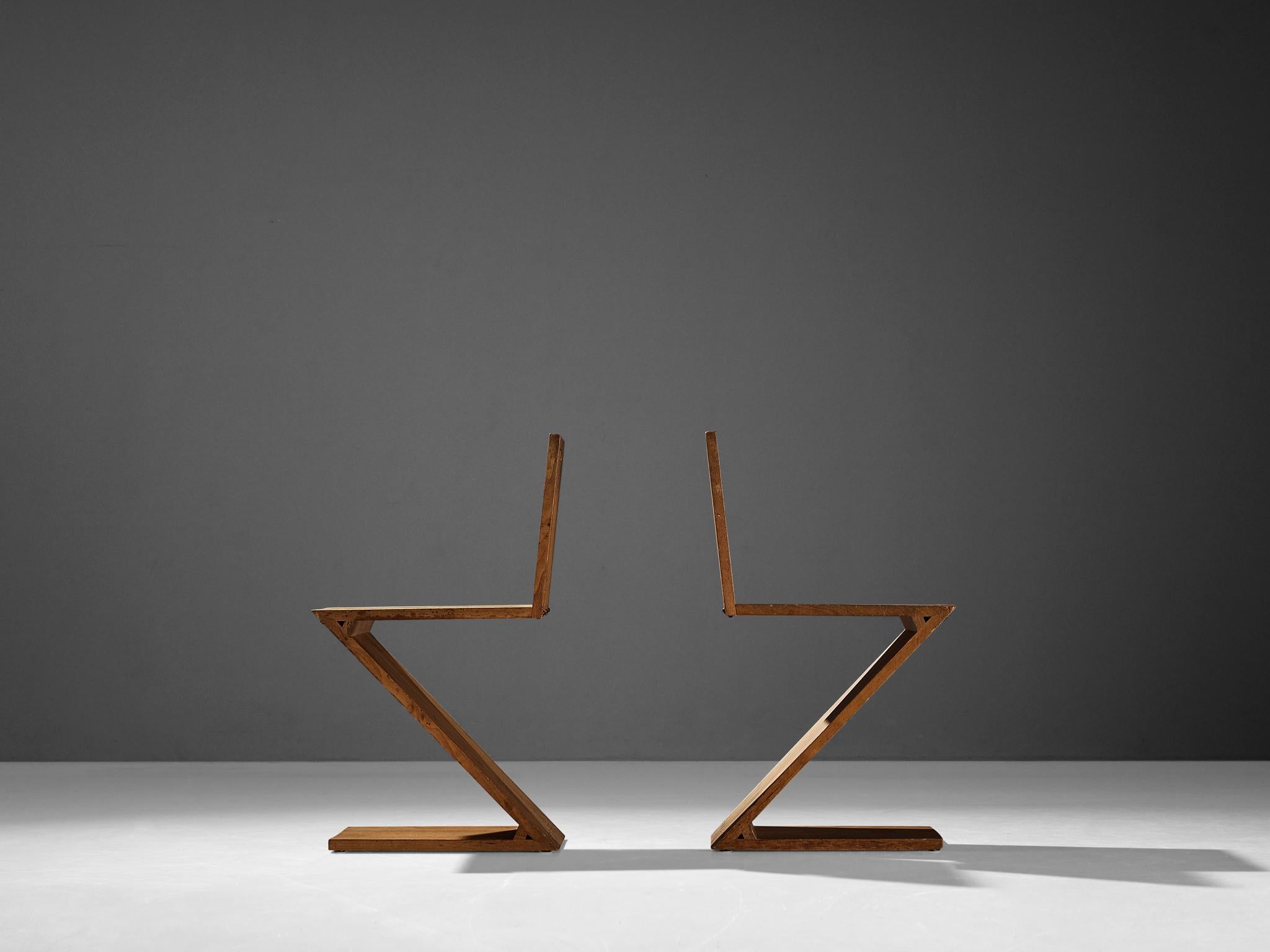 Iconic Gerrit Rietveld for Groenekan ‘Zig Zag’ Chairs in Elm 2