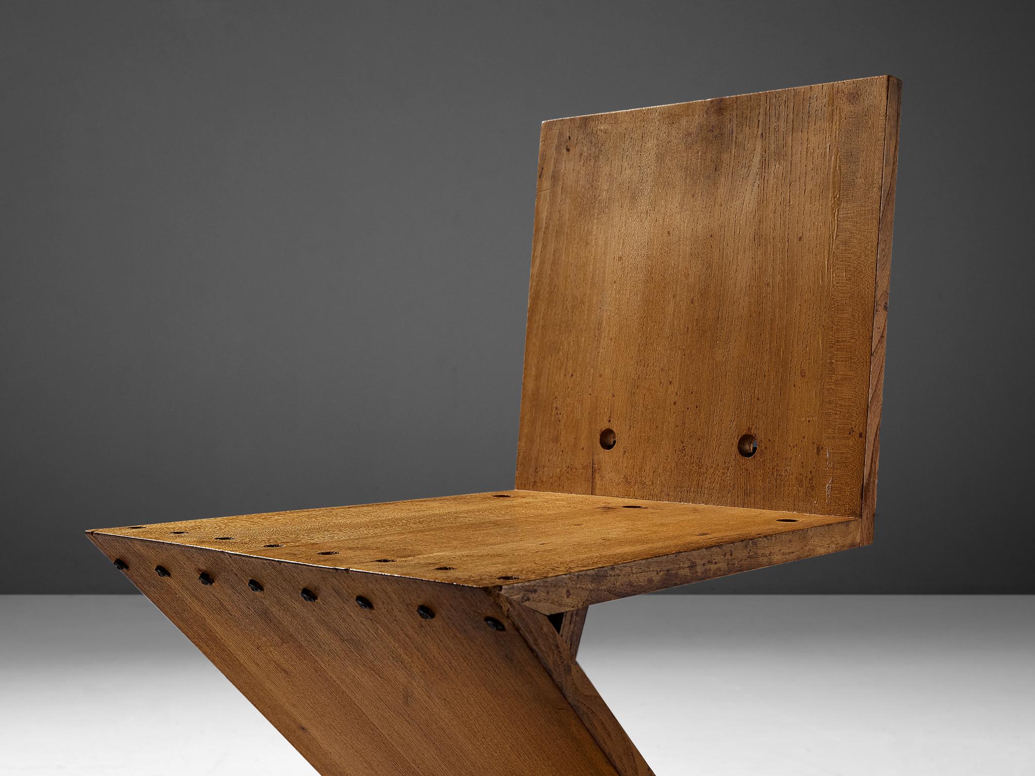 Iconic Gerrit Rietveld for Groenekan ‘Zig Zag’ Chairs in Elm 3