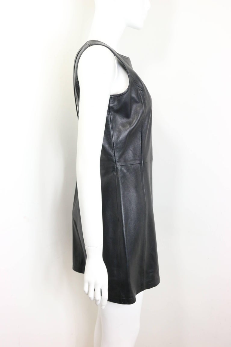 Iconic Gianni Versace black leather cut out dress For Sale at 1stDibs