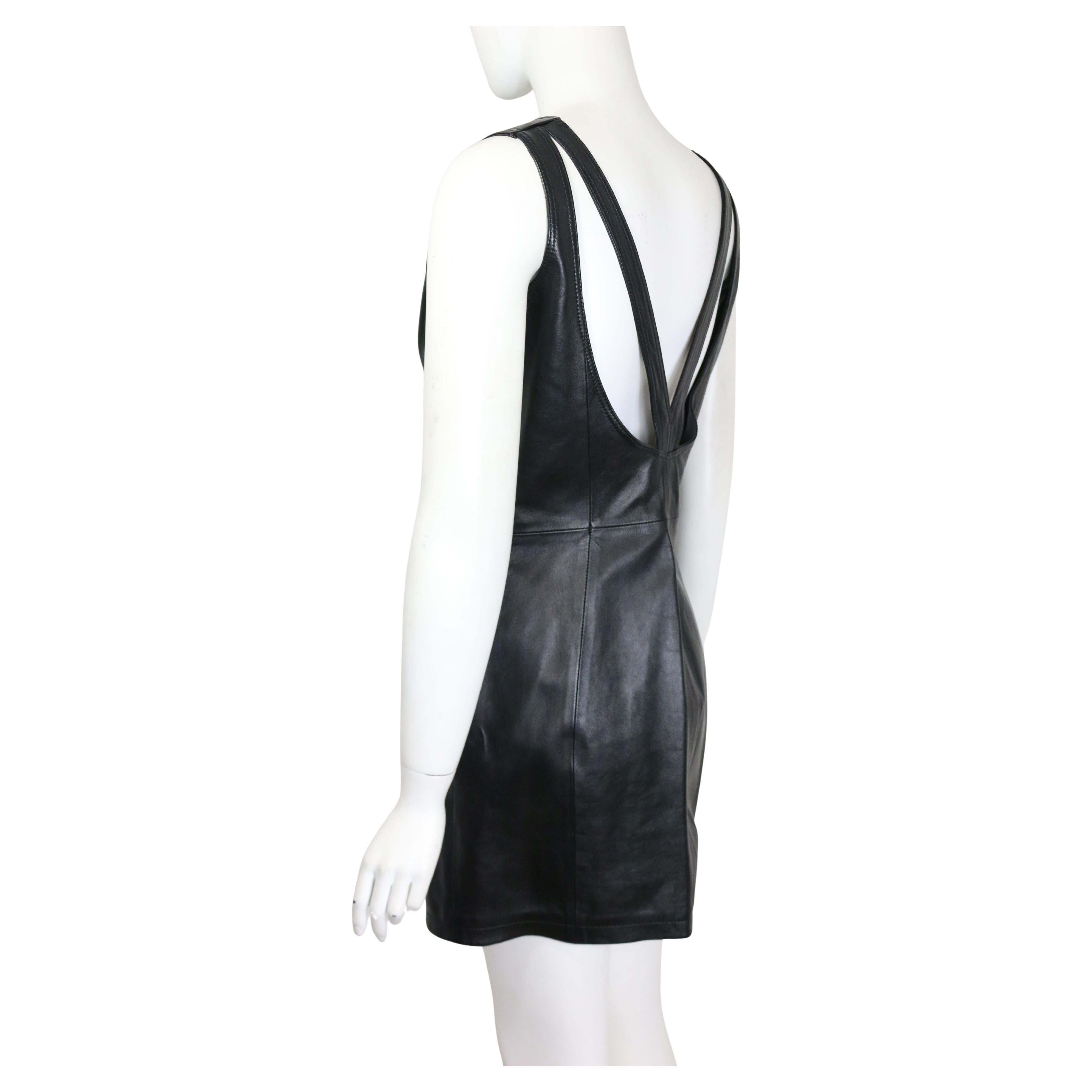 Iconic Gianni Versace black leather cut out dress For Sale