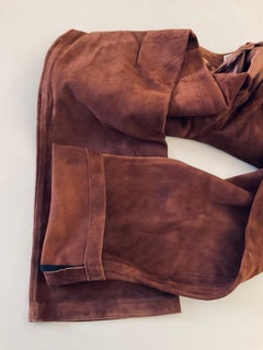 Gianni Versace Suede Straight-Leg Pants 1980s Brown
