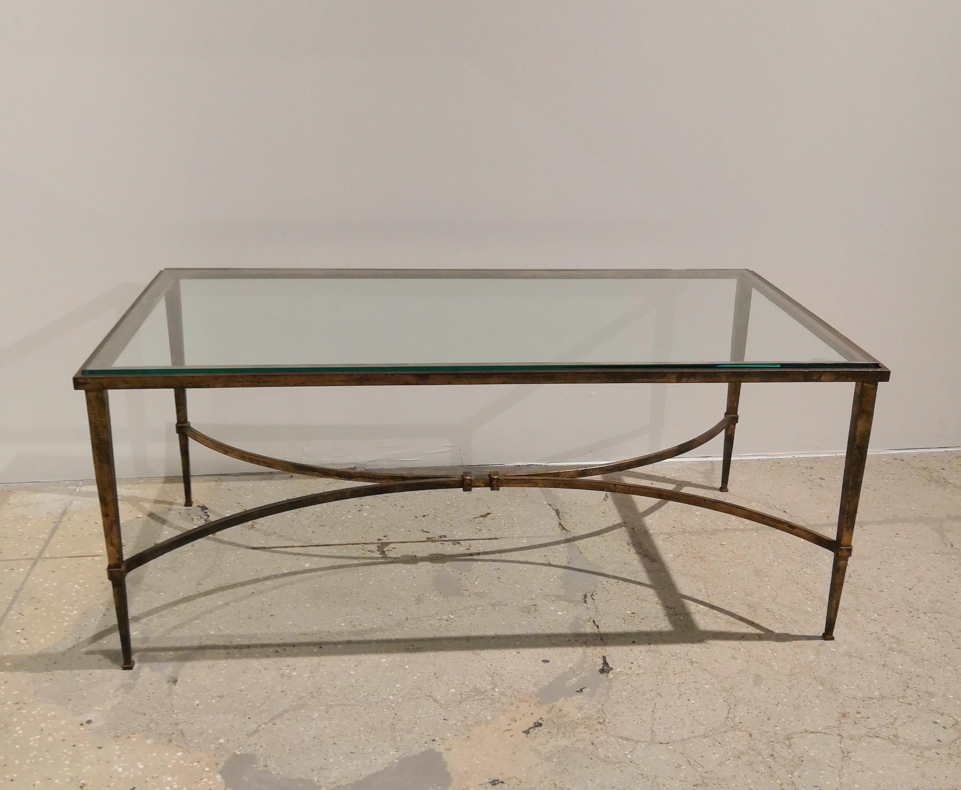 Iconic Gilt and Red Fer Battu Table by Maison Ramsay, France, 1970s In Good Condition In New York, NY