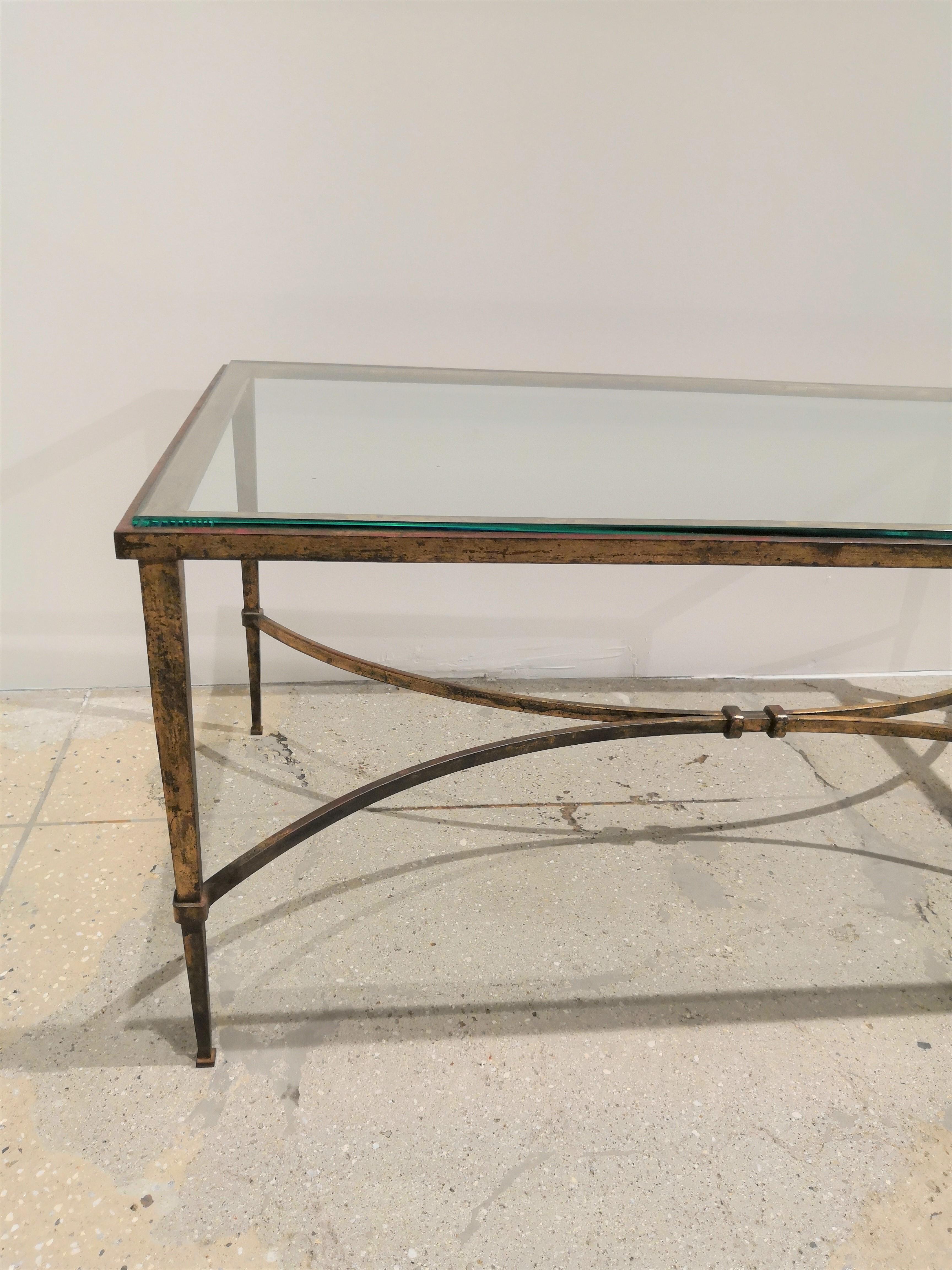 Late 20th Century Iconic Gilt and Red Fer Battu Table by Maison Ramsay, France, 1970s