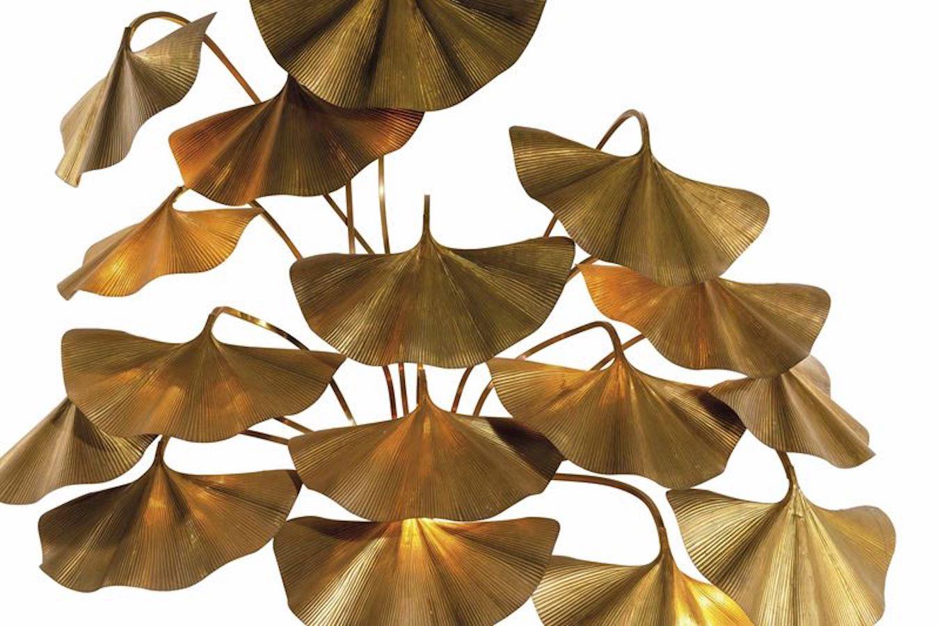Ikonische Stehlampe mit Ginkgoblättern von Tommaso Barbi, 1970 ca. (Moderne der Mitte des Jahrhunderts) im Angebot