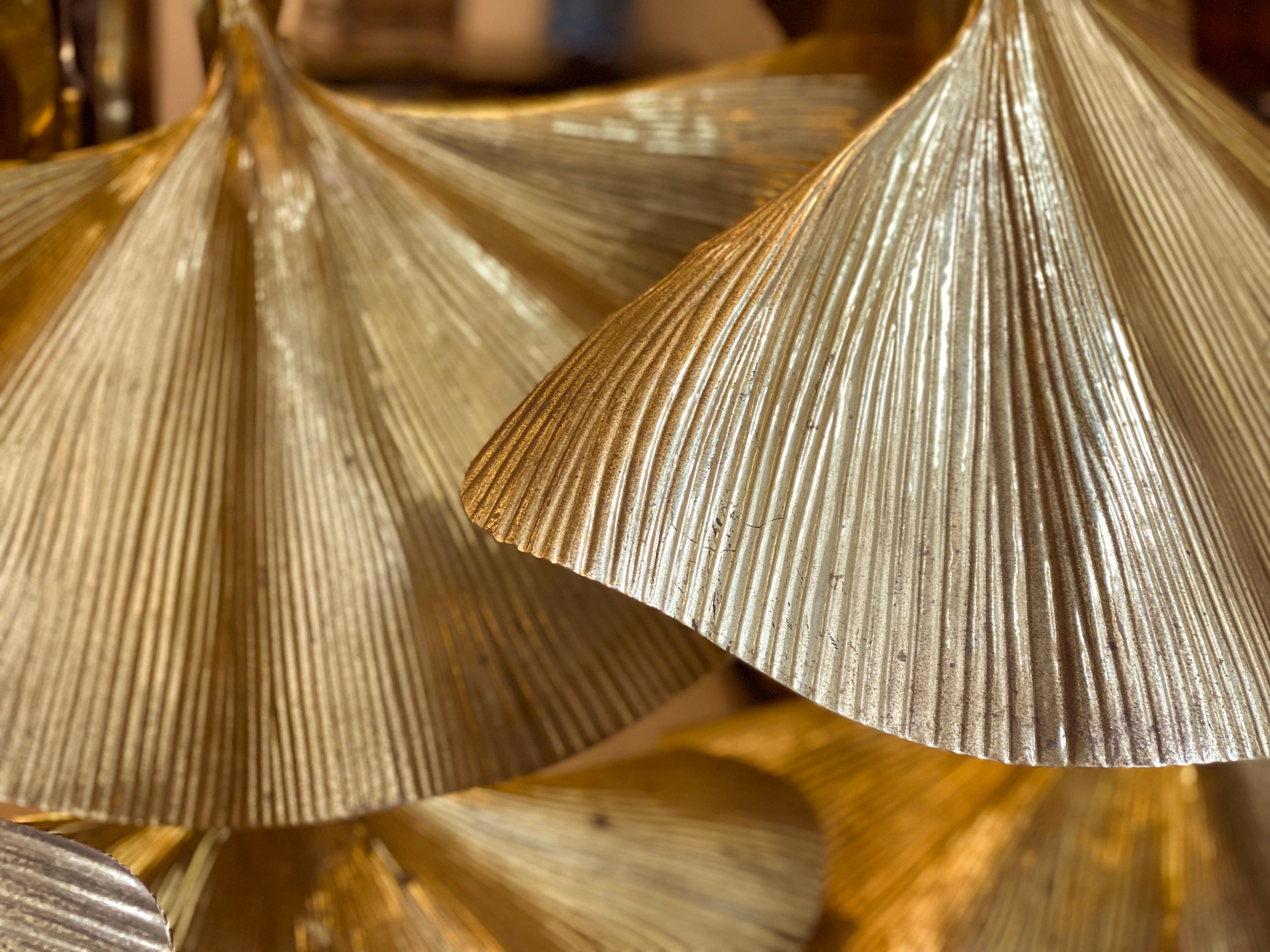 Brass Iconic Ginkgo Leaves Floor Lamp by Tommaso Barbi, 1970 circa For Sale