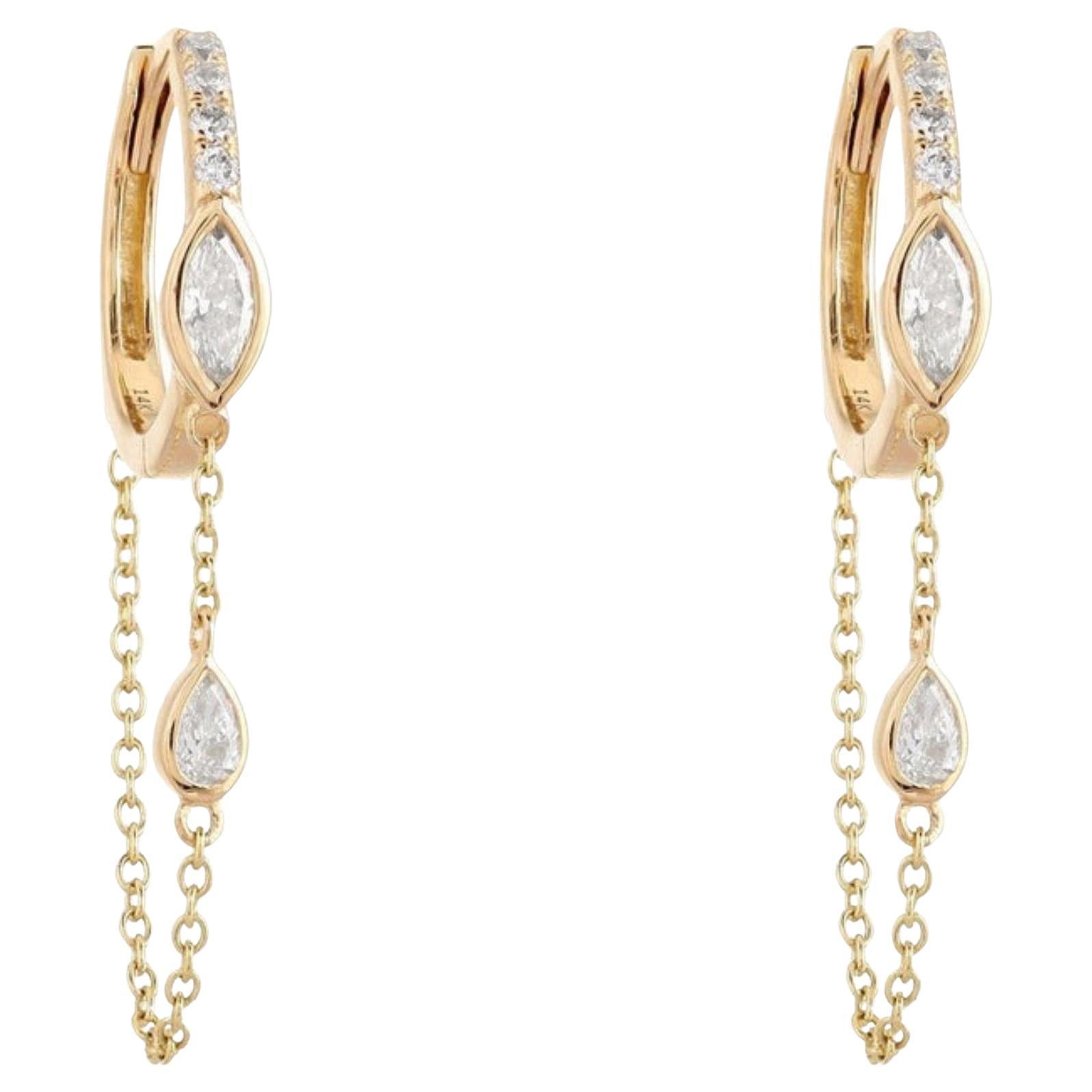 0.45ct Fancy & White Diamond Iconic Golden 14K Gold Drop Earrings
