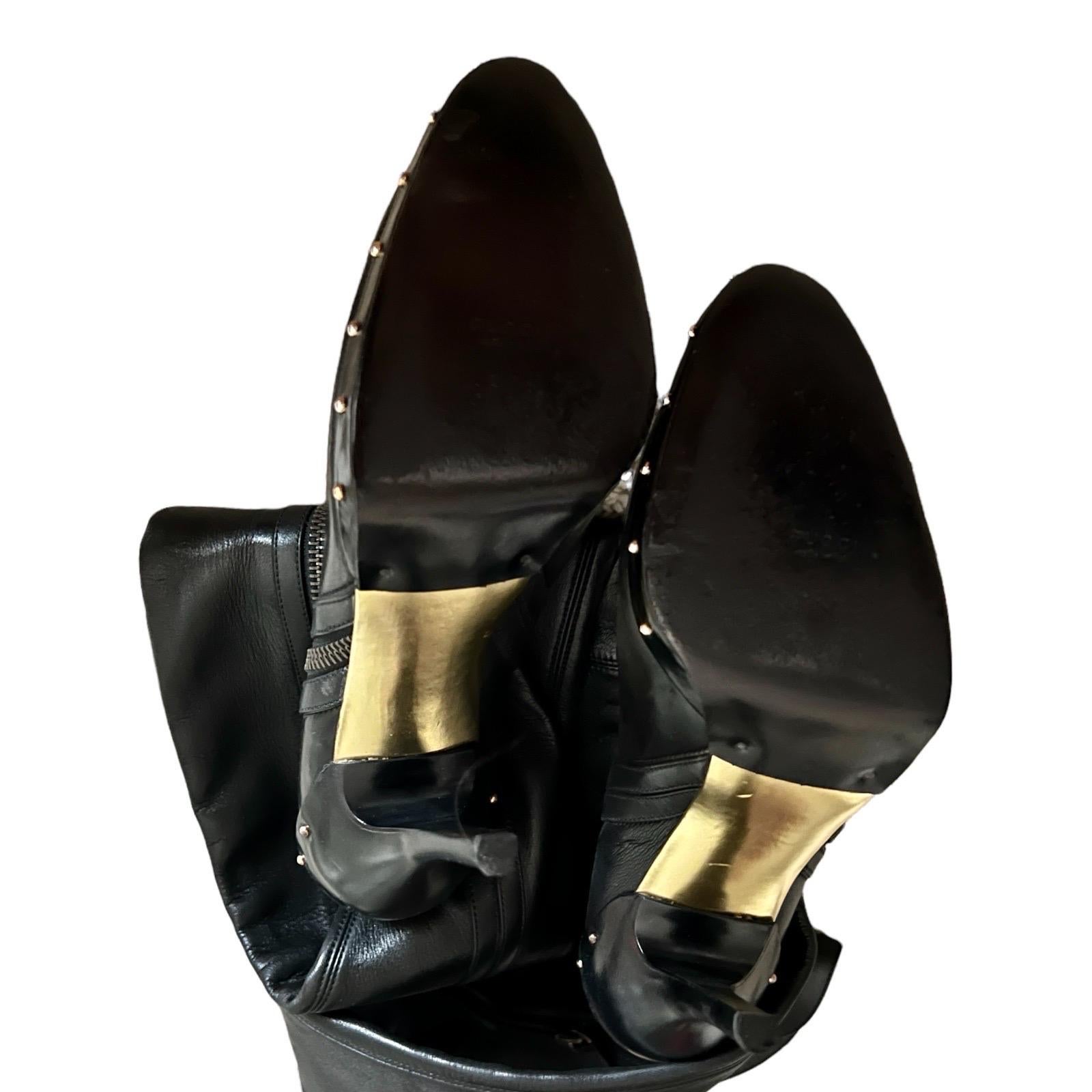 ICONIC Gucci by Tom Ford Black Studded OTK Bondage High Heel Boots 2003 37.5C In Good Condition For Sale In Switzerland, CH