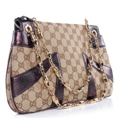 UNWORN Gucci by Tom Ford 2004 Monogramm Segeltuch juwelenbesetzte Drachentasche Bambuskette