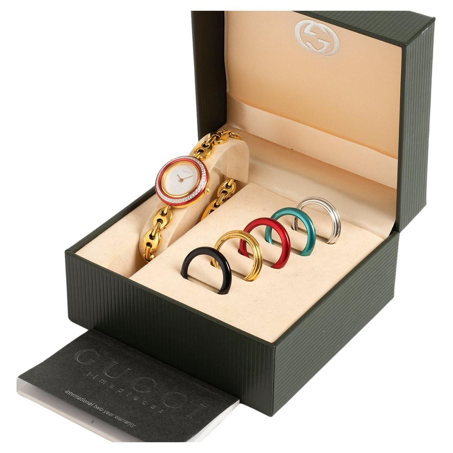 Iconic Gucci Ladies Ref 11/12.2, Interchangeable Bezels, Complete Set at  1stDibs