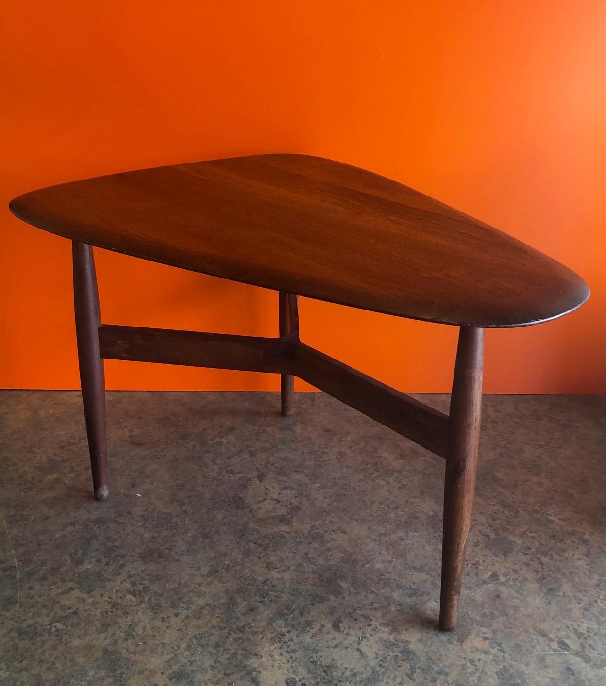 20th Century Iconic Guitar Pick Walnut Side Table by John Keal for Brown Saltman